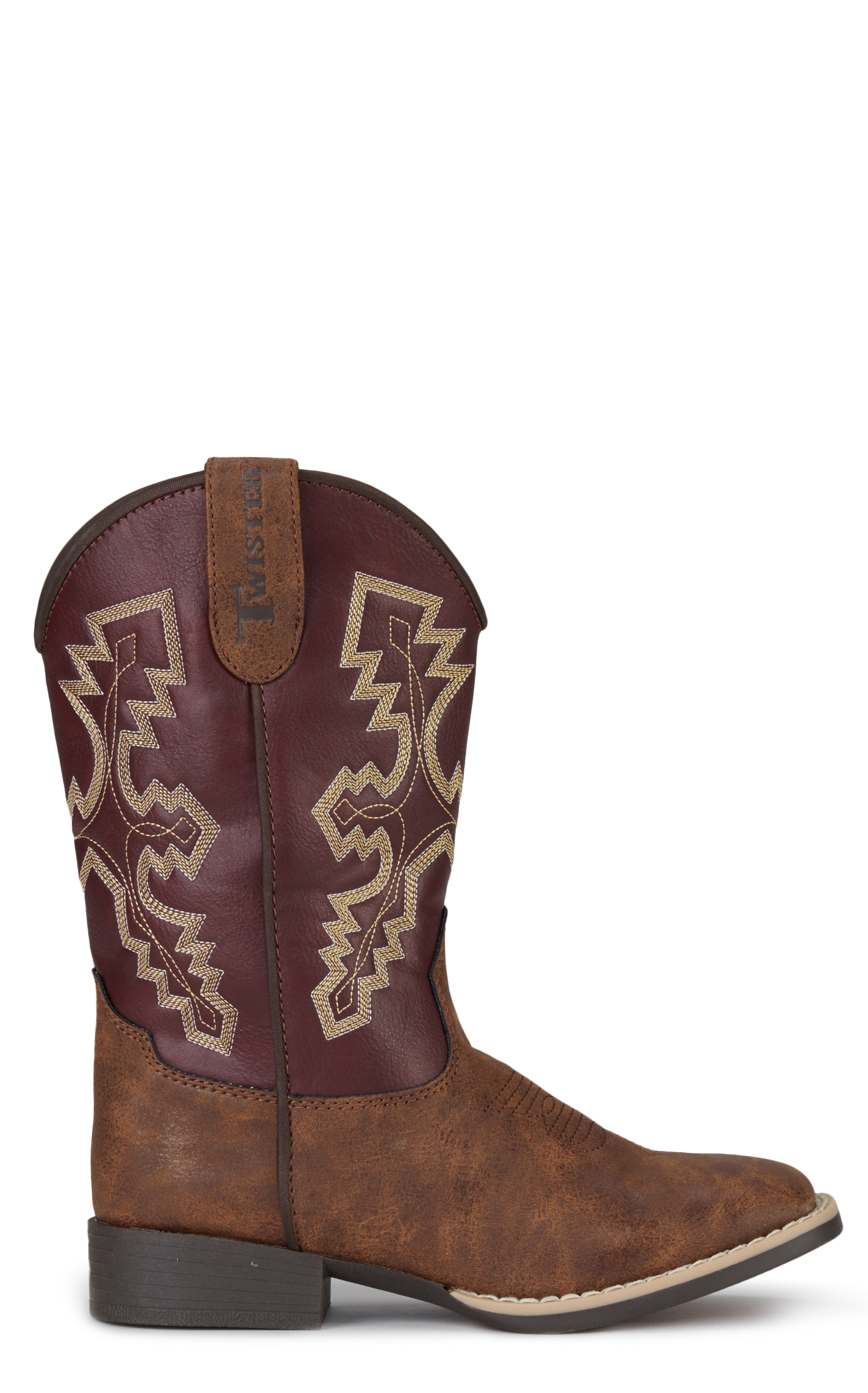 Twister Boys' Blake Brown and Burgundy Square Toe Cowboy Boots - Image 1