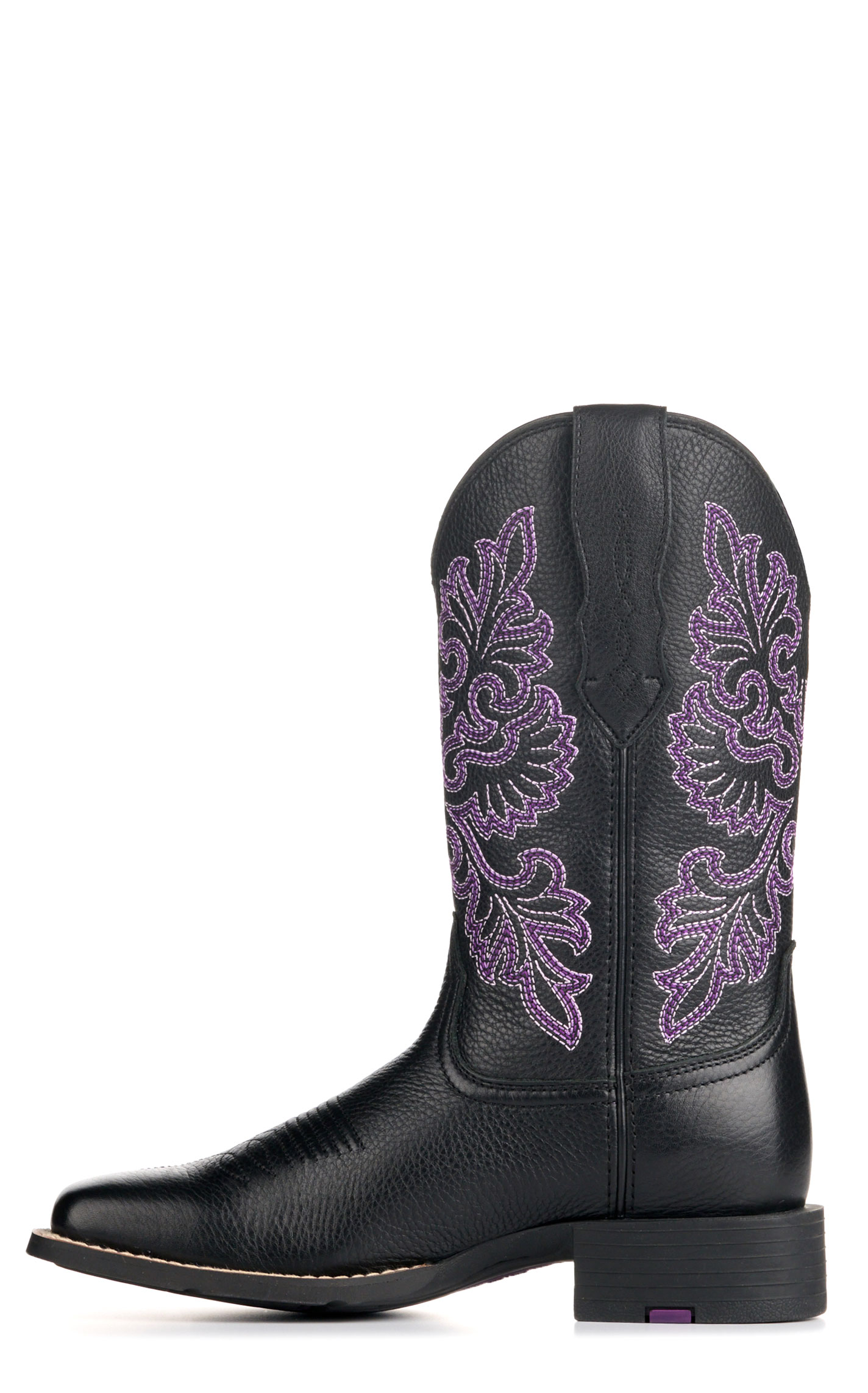 Ariat Women's Round Up Black Deertan StretchFit Wide Square Toe Cowboy Boots - Image 1