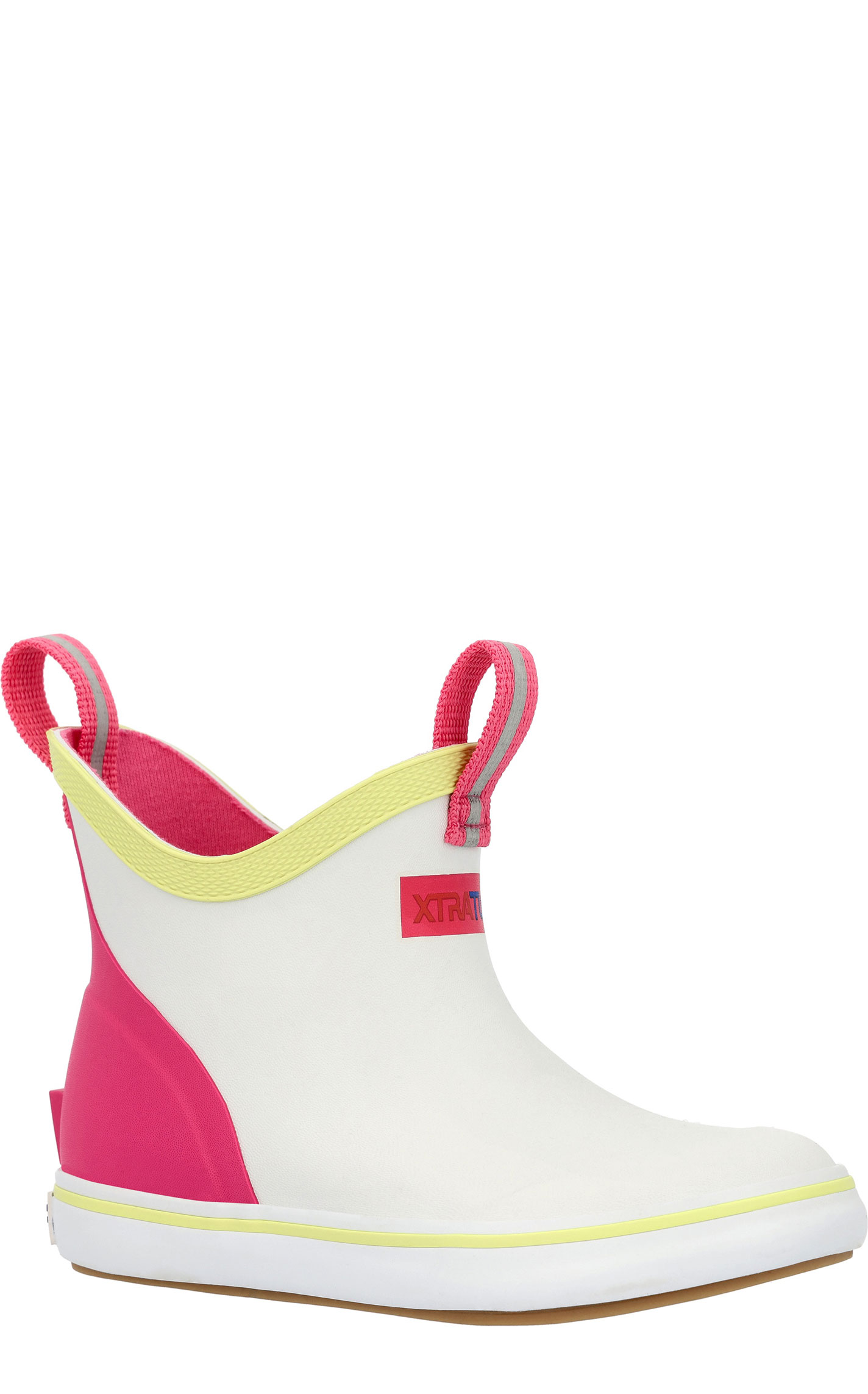 XTRATUF Youth White & Pink Ankle Rubber Deck Boots - Image 1