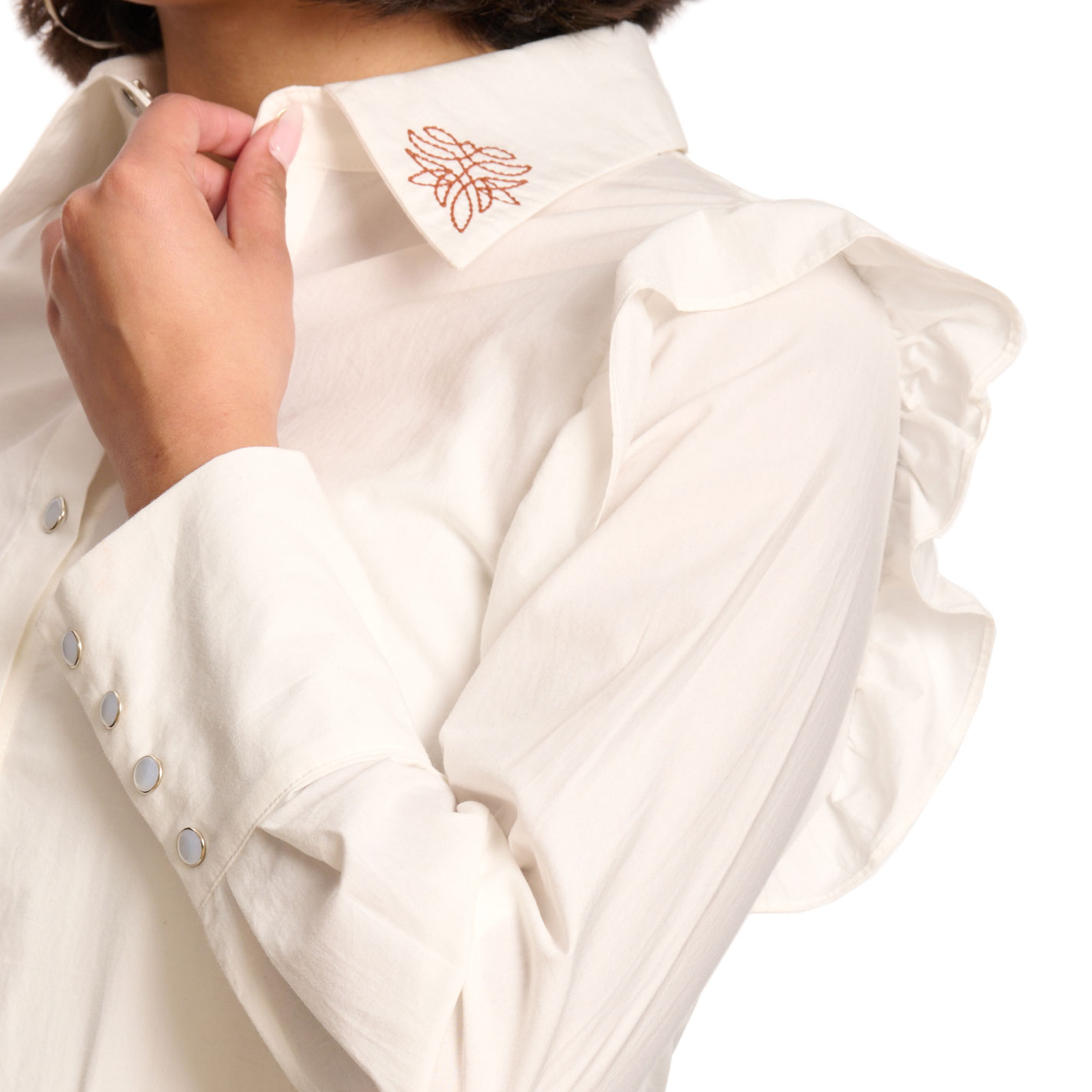 Rockin C Women's White Ruffle & Boot Stitch Western Shirt - Image 1