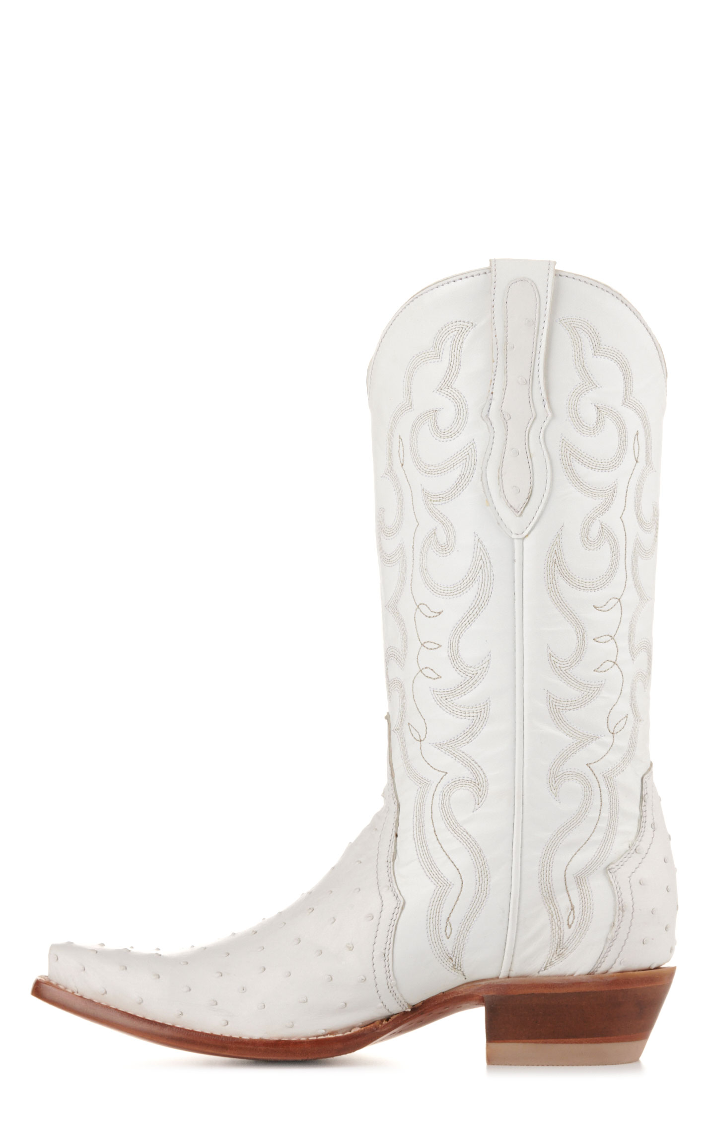 Cavender’s Women’s Full Quill Ostrich White Exotic Snip Toe Cowboy Boots  - Image 1