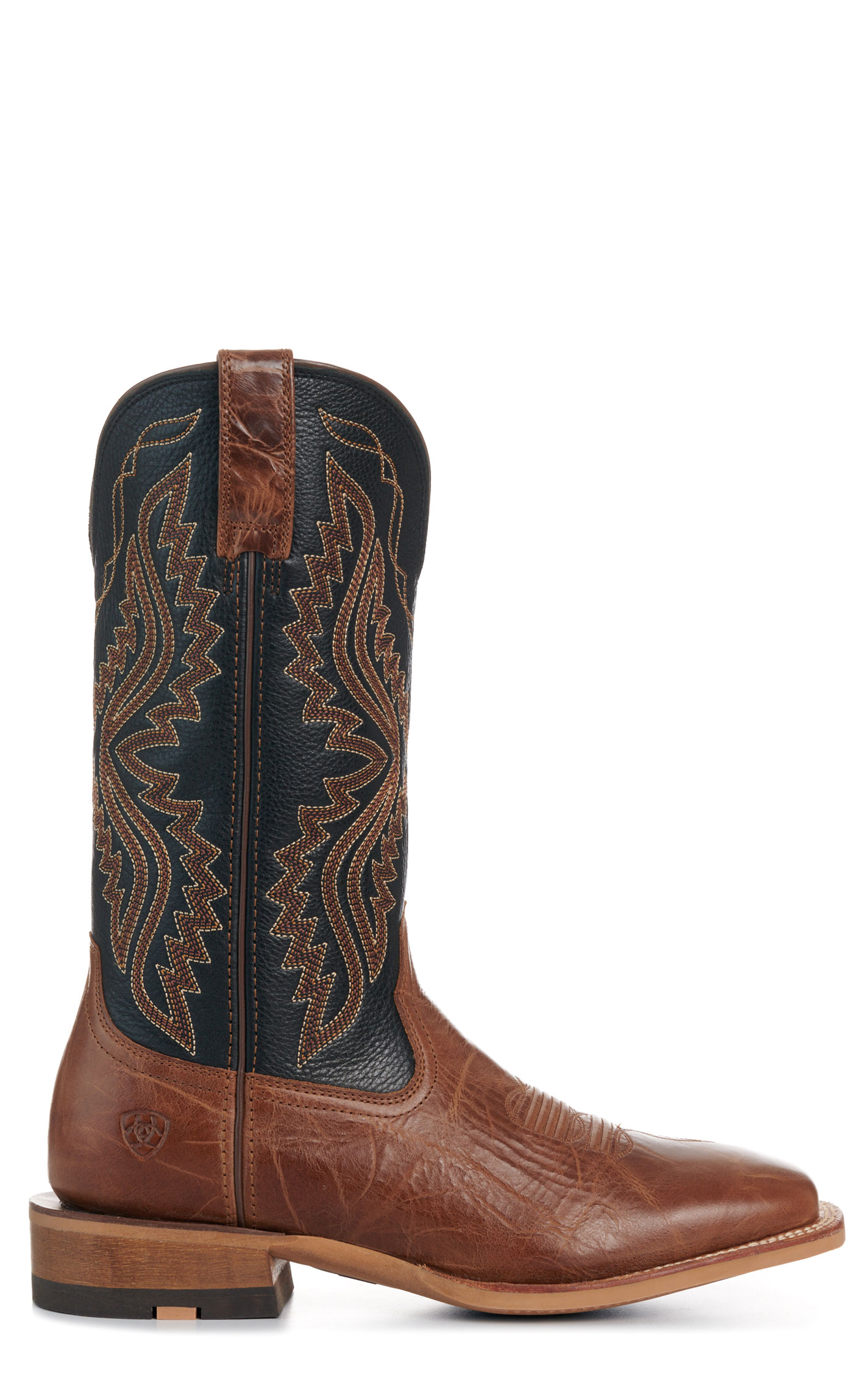 Ariat Men's Baxter Dark Tan and Black Wide Square Toe Cowboy Boots - Image 1