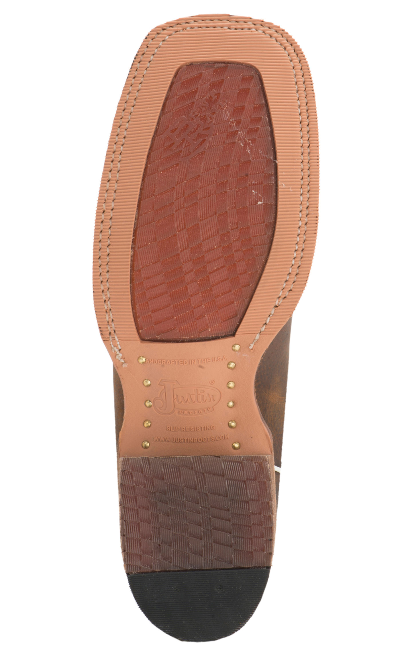 Justin Men's Bent Rail Caddo Brown Copper and Blue Wide Square Toe Cowboy Boots - Image 1