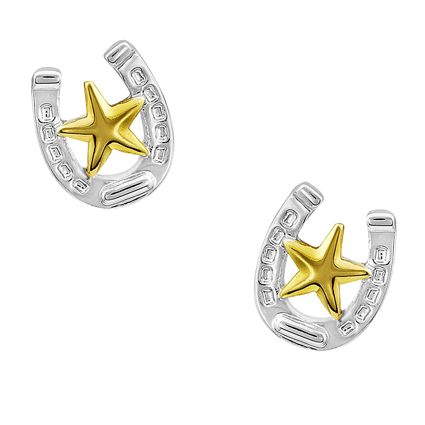 Montana Silversmiths Two-toned Small Horseshoe Earring - Image 1
