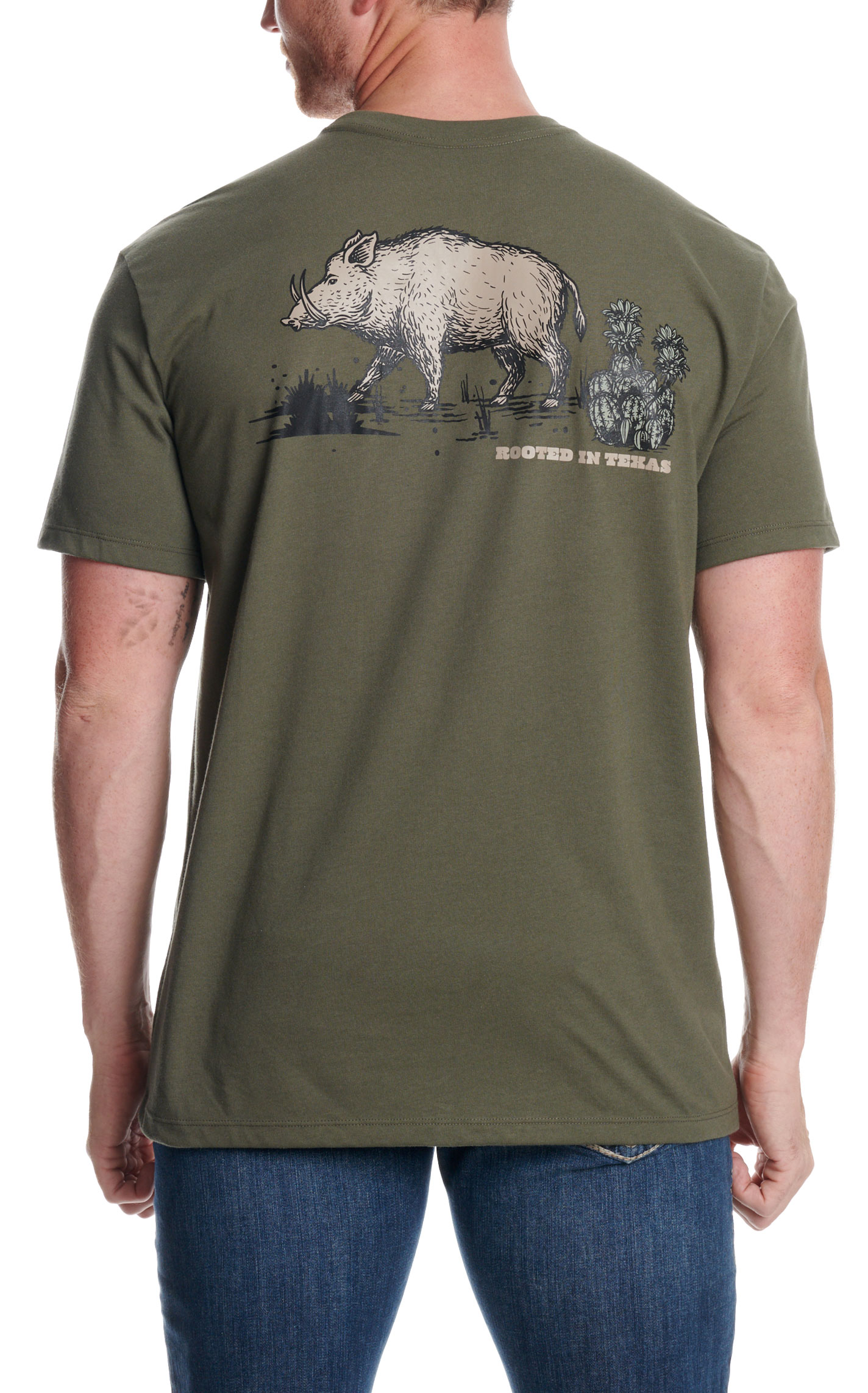 Hooey Men's Army Green Javelina Graphic T-Shirt - Image 2