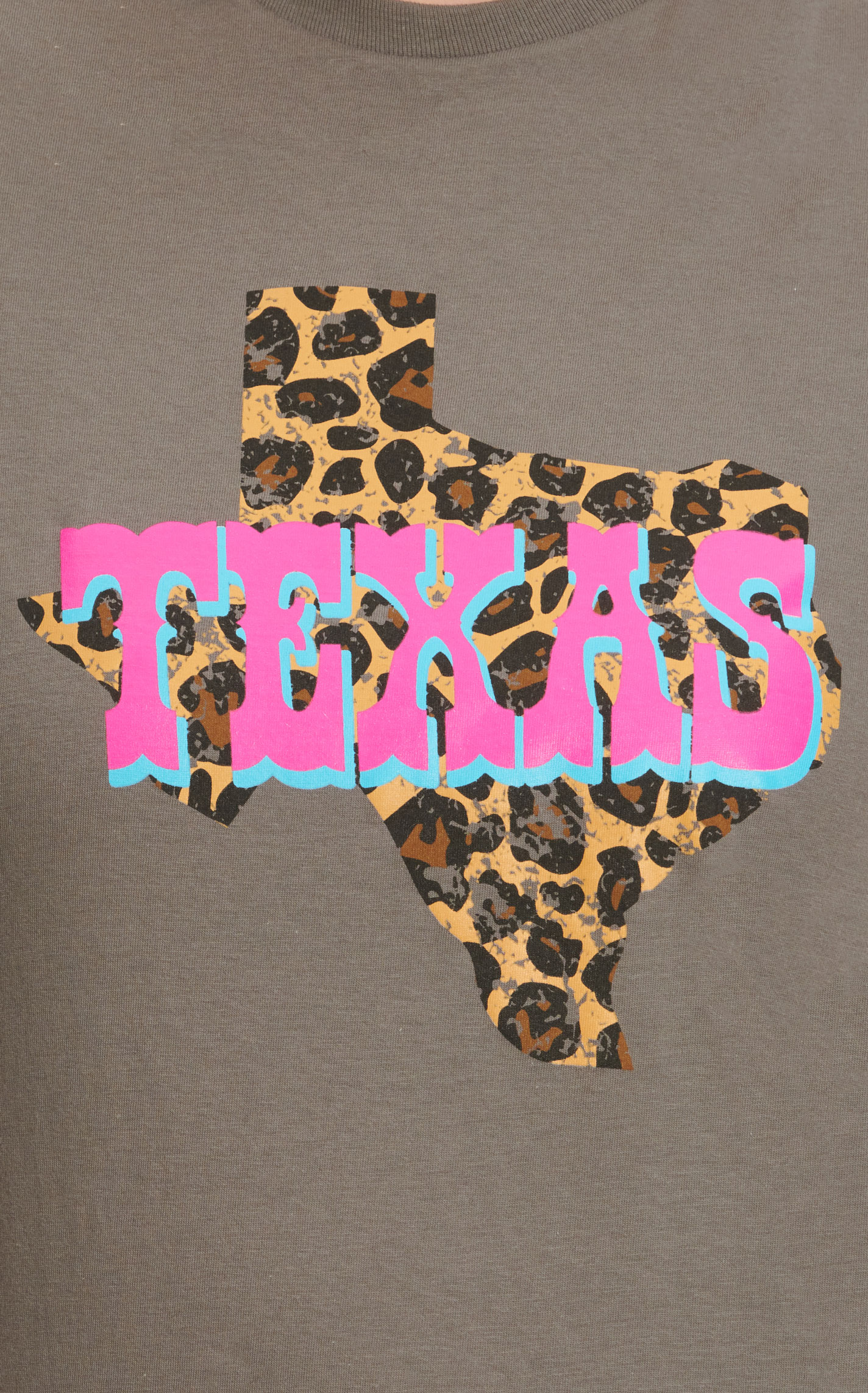 Jazzy Belle Women's Charcoal & Leopard Print Texas Graphic Short Sleeve T-Shirt - Image 3