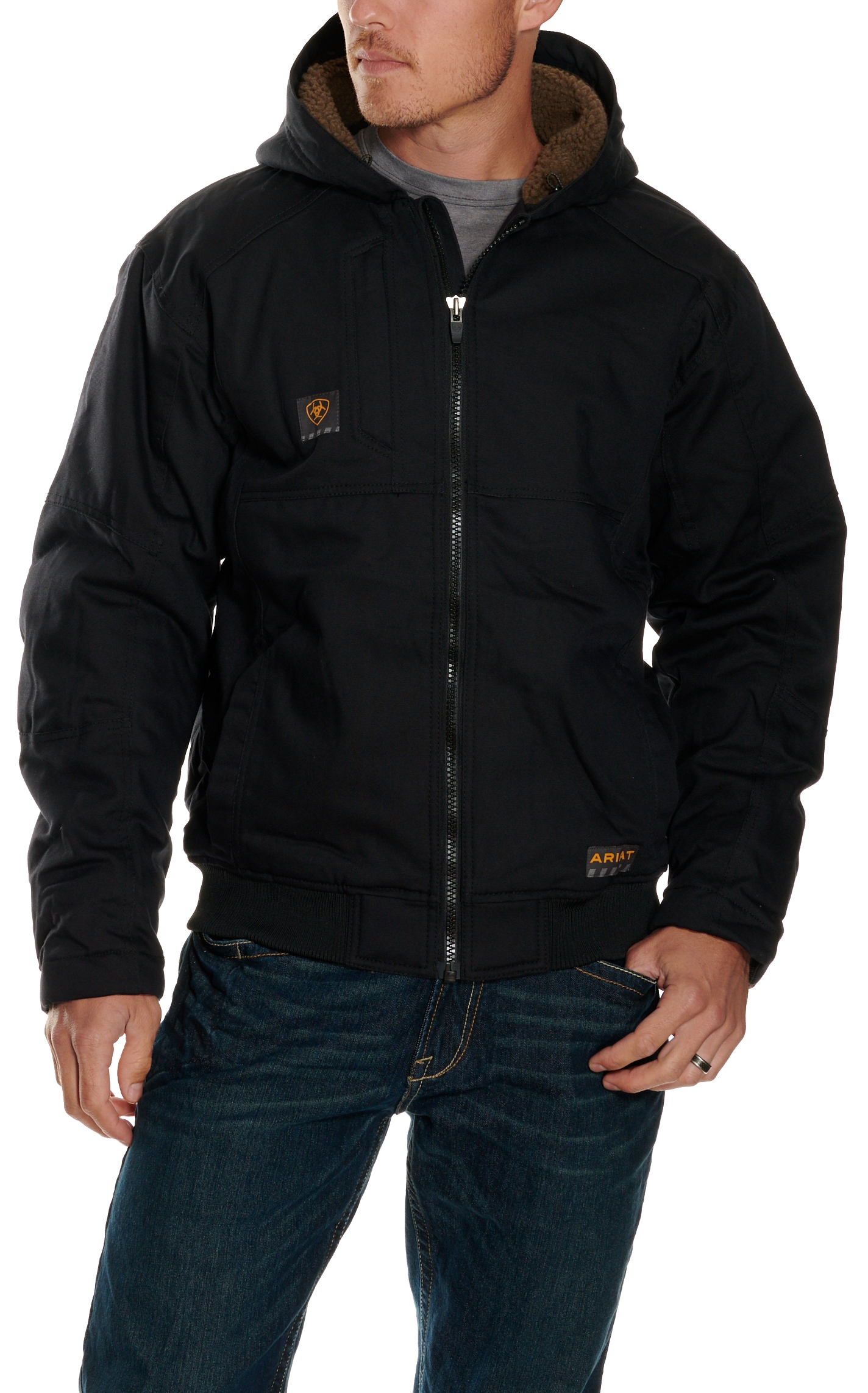 Ariat Men's Rebar Black DuraCanvas Hooded Jacket - Big & Tall - Image 1