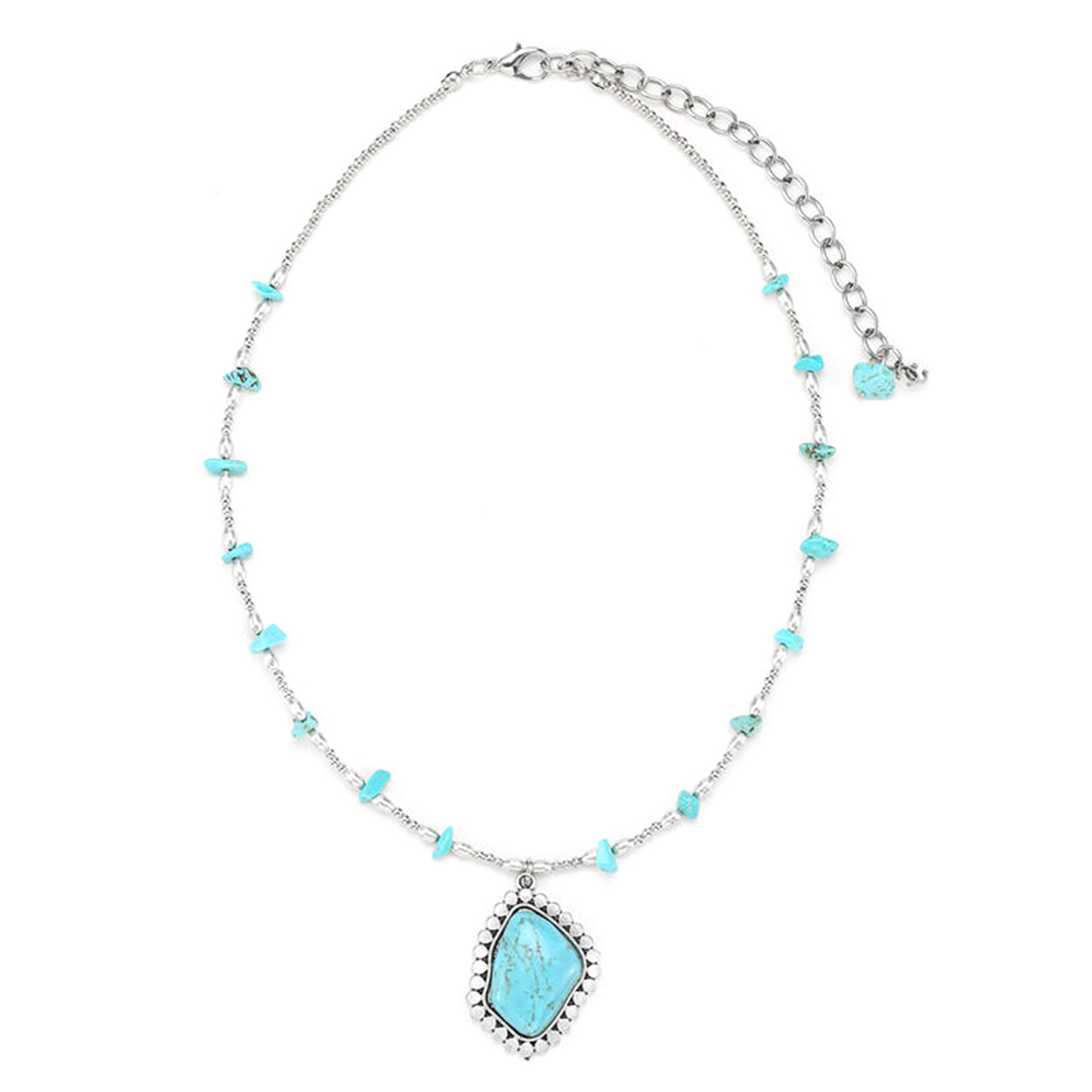 Cowgirl Confetti Turquoise & Silver Set In Stone Necklace - Image 1