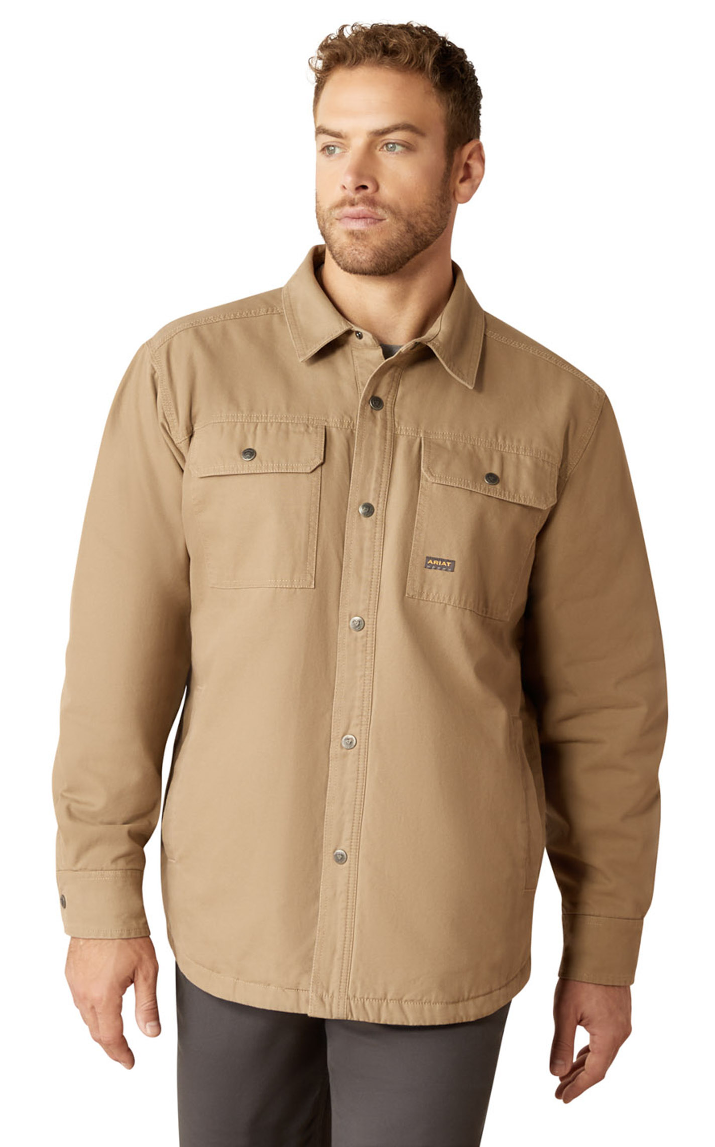 Ariat Men's Rebar Field Khaki Canvas Soft Lined Shirt Jacket - Image 2