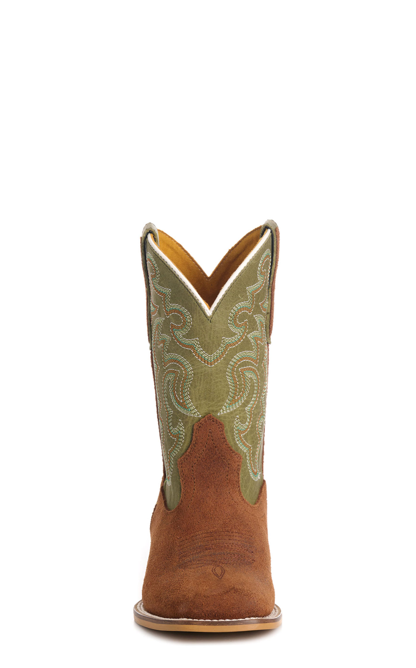 Cavender’s Kids' Olive Green & Brown Roughout Suede Square Toe Cowboy Boots - Image 1