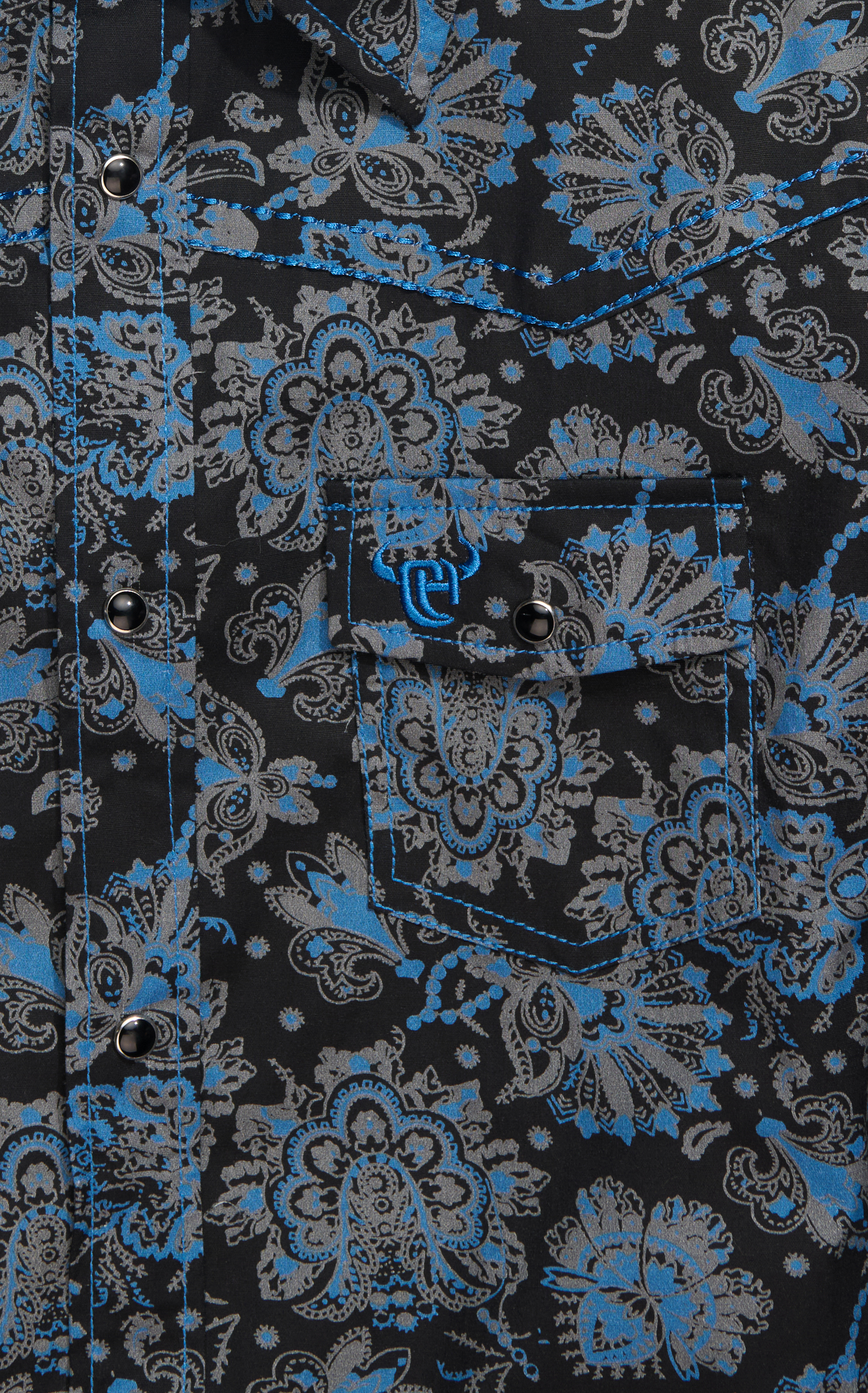 Cowboy Hardware Boy's Black & Peacock Paisley Print Western Shirt - Image 1