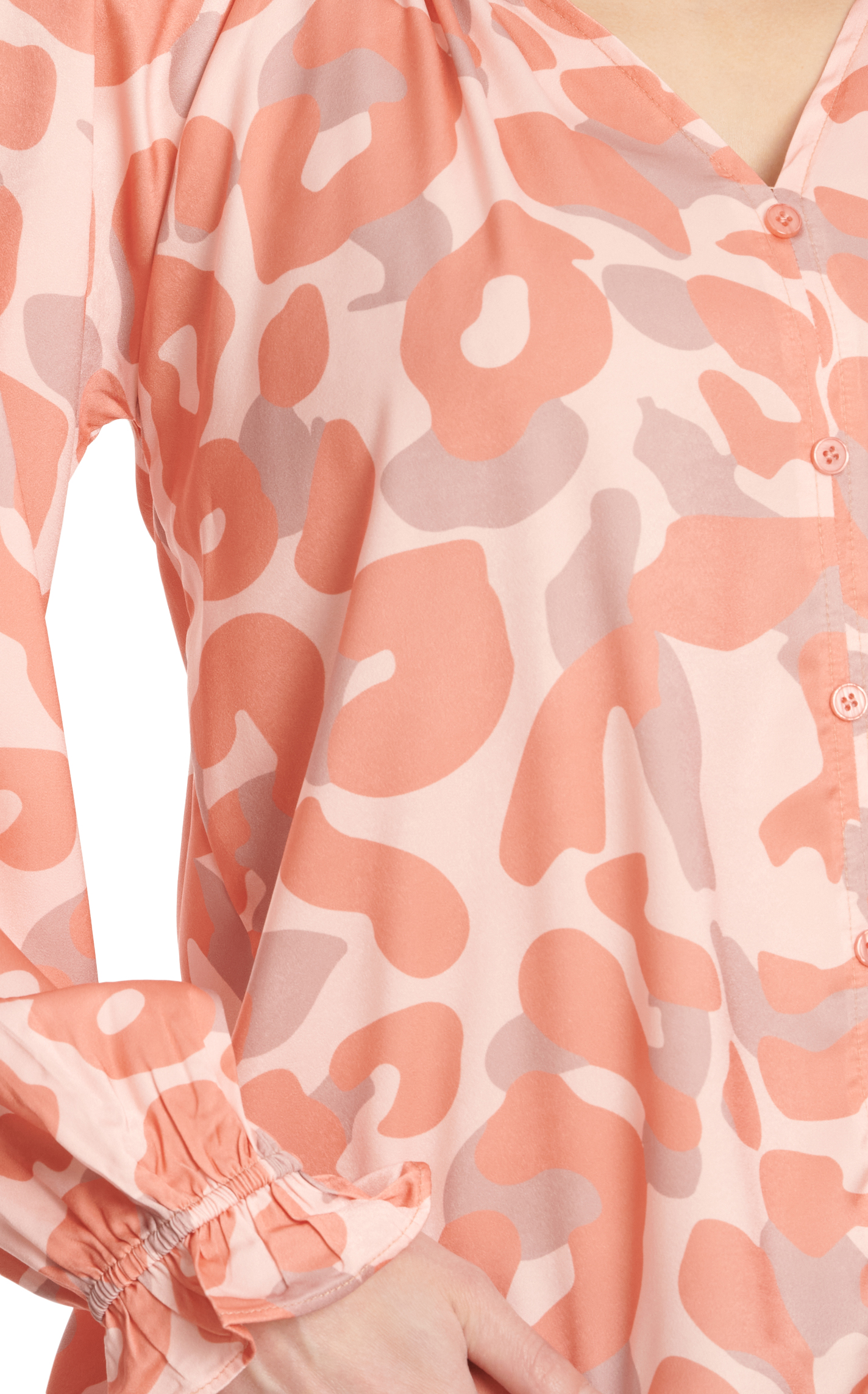 Grace & Emma Women's Shades of Coral Leopard Print Long Sleeve Top - Image 1