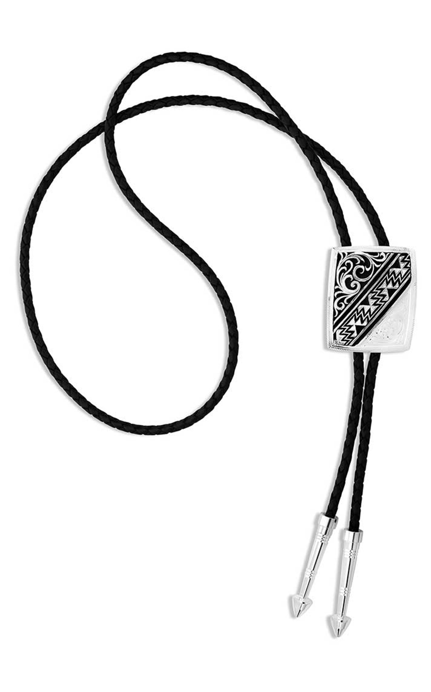 Montana Silversmiths Silver & Black Four Winds Bolo Tie - Image 3
