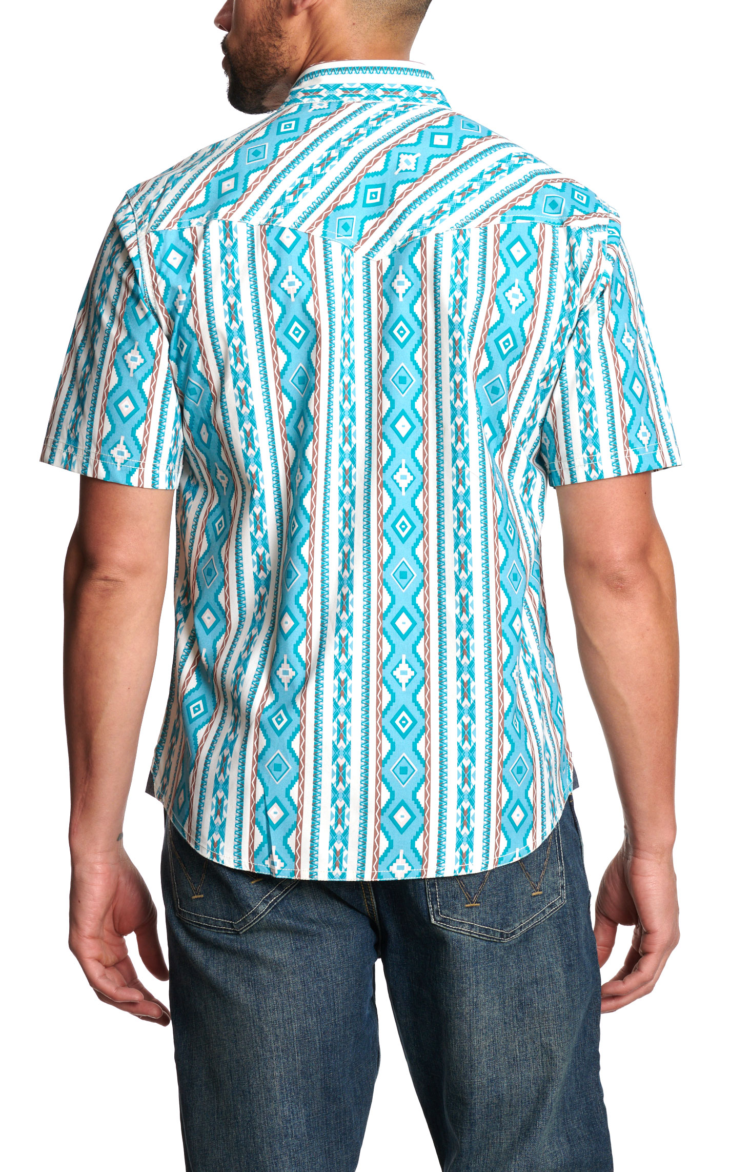 Rafter C Red Dirt Men's Turquoise Aztec Shirt - Image 1