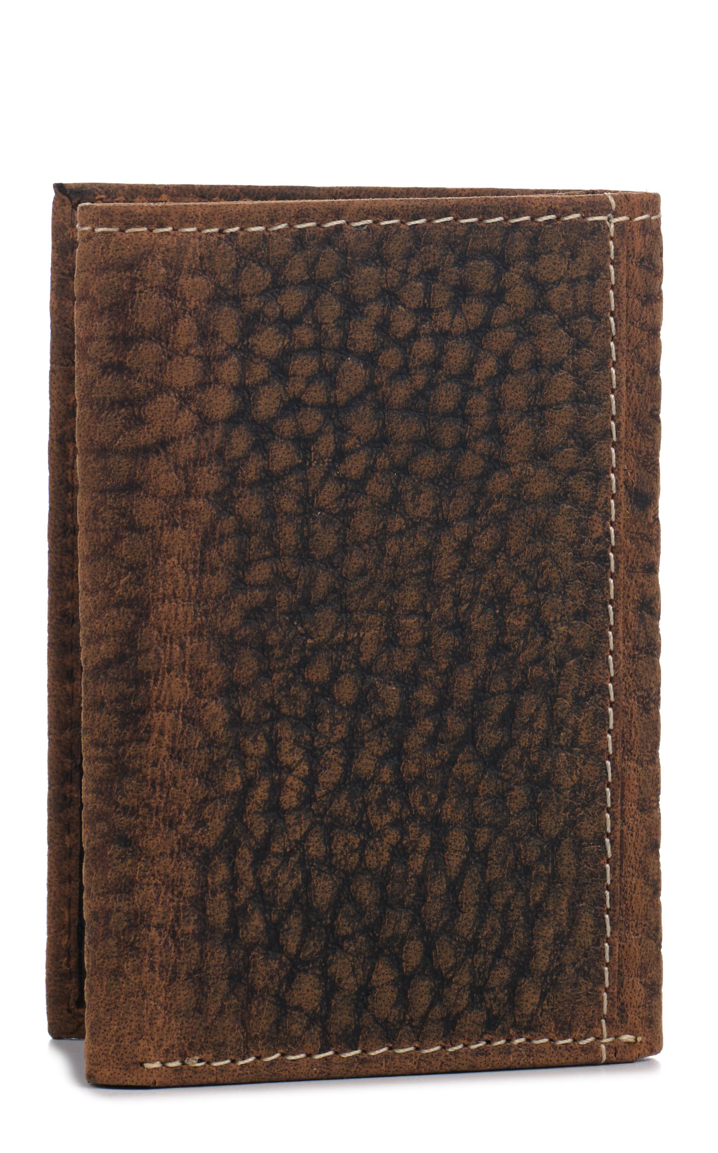 Ariat Men's Rich Latte Bullhide & Shield Logo Trifold Wallet - Image 1