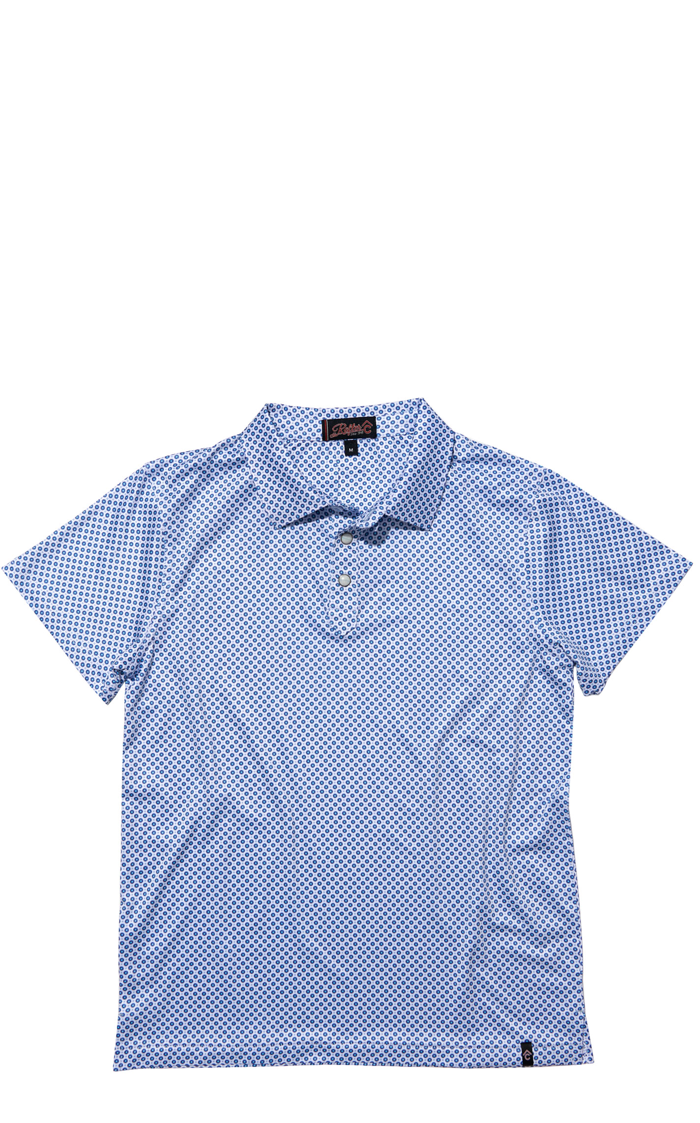 Rafter C Boy's Outdoor Navy & Turquoise Geo Polo Shirt - Image 1
