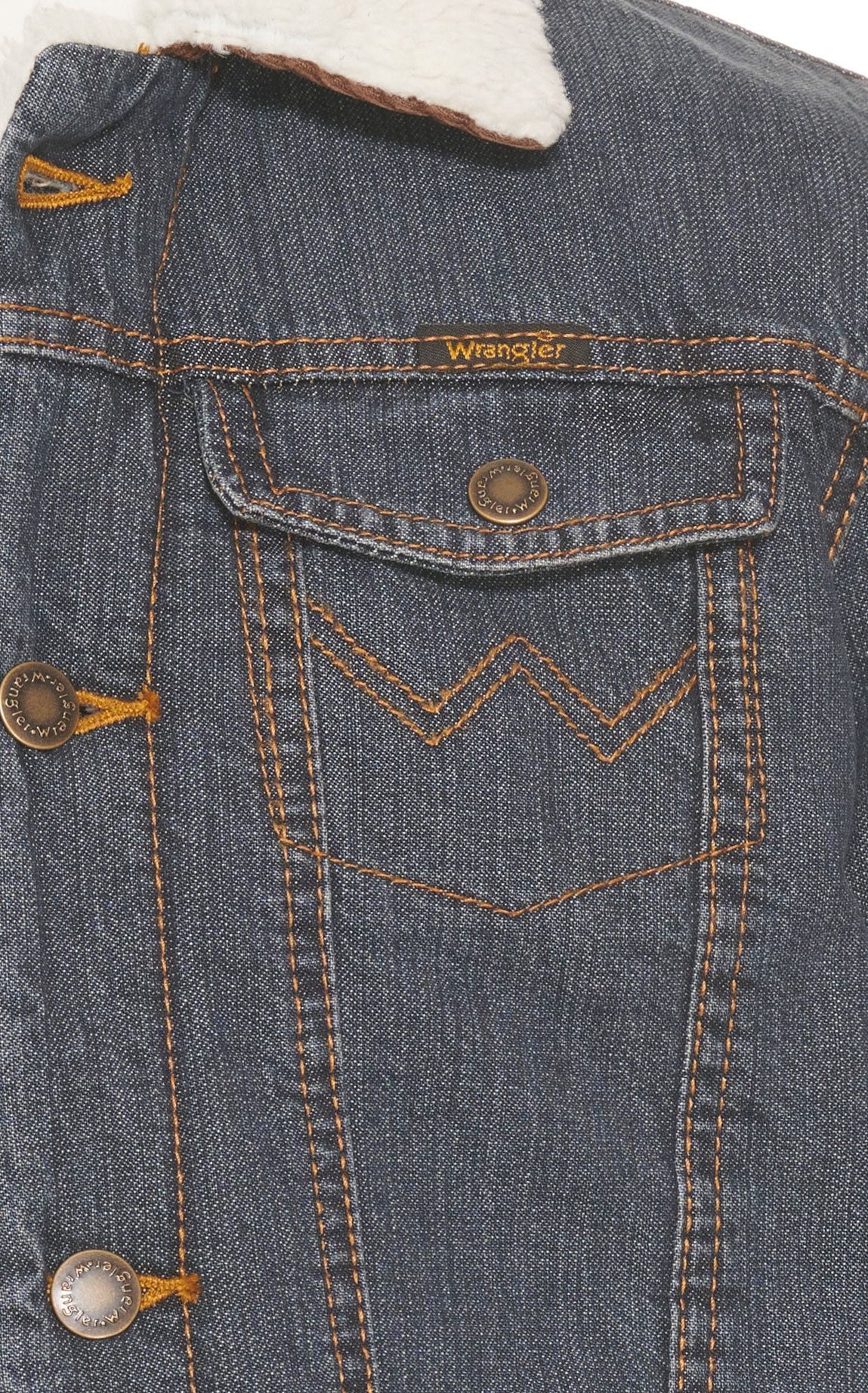 Wrangler Boys' Cowboy Cut Denim Sherpa Lined Jacket - Image 1