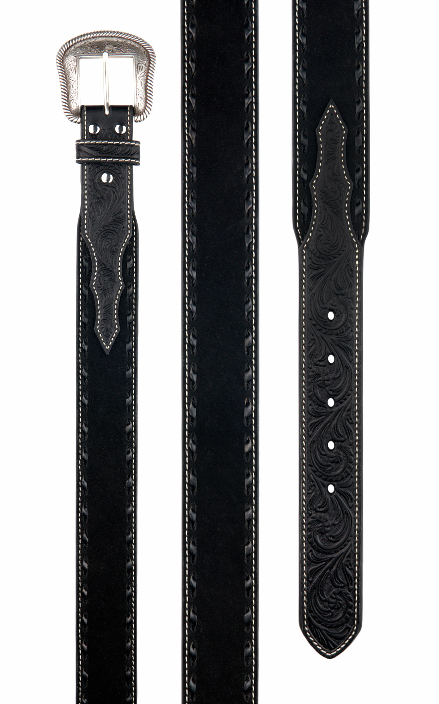 Nocona Men's Leather Black Roughout Western Belt - Image 1