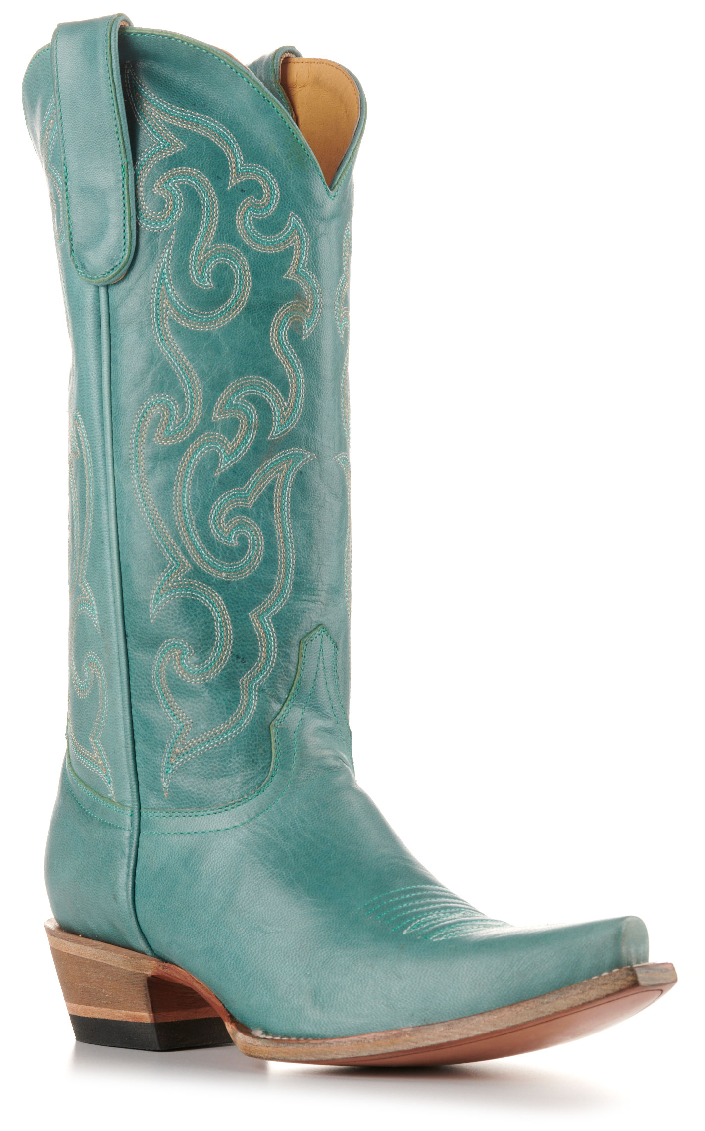 Cavender's Women's Turquoise Goat Snip Toe Cowboy Boots - Image 1