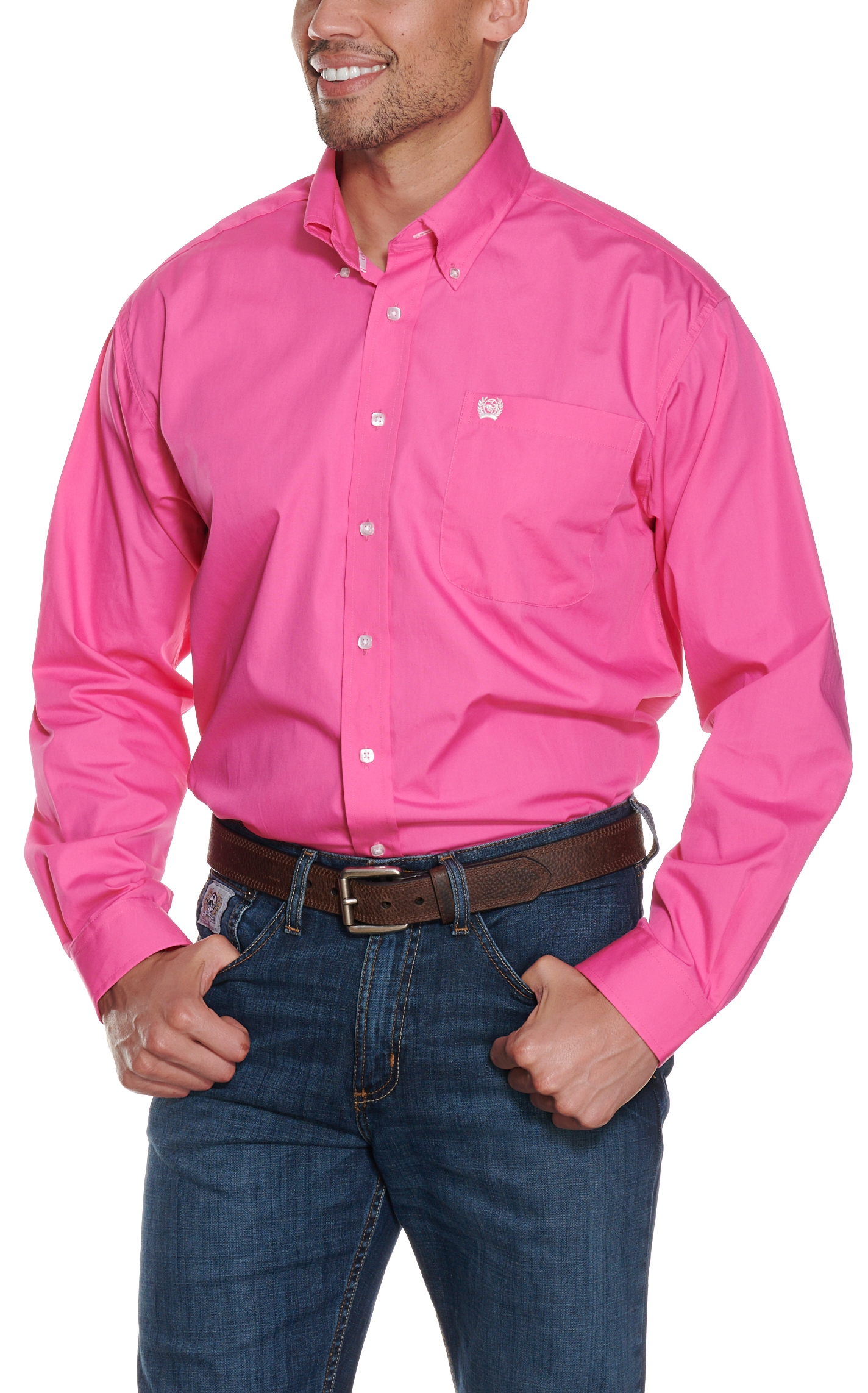 Cinch Men's Solid Pink Long Sleeve Western Shirt - Image 1