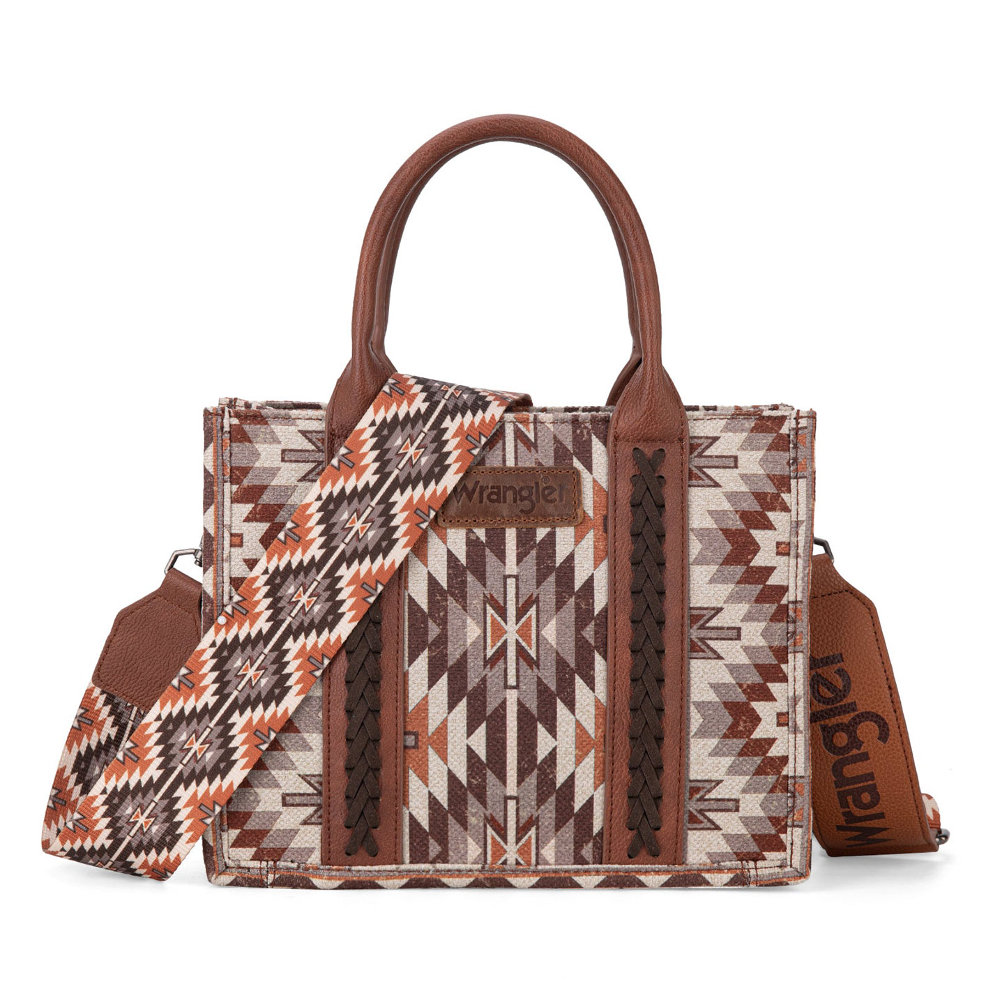 Wrangler Women's Cinnamon Aztec Print Crossbody Tote Bag - Image 1