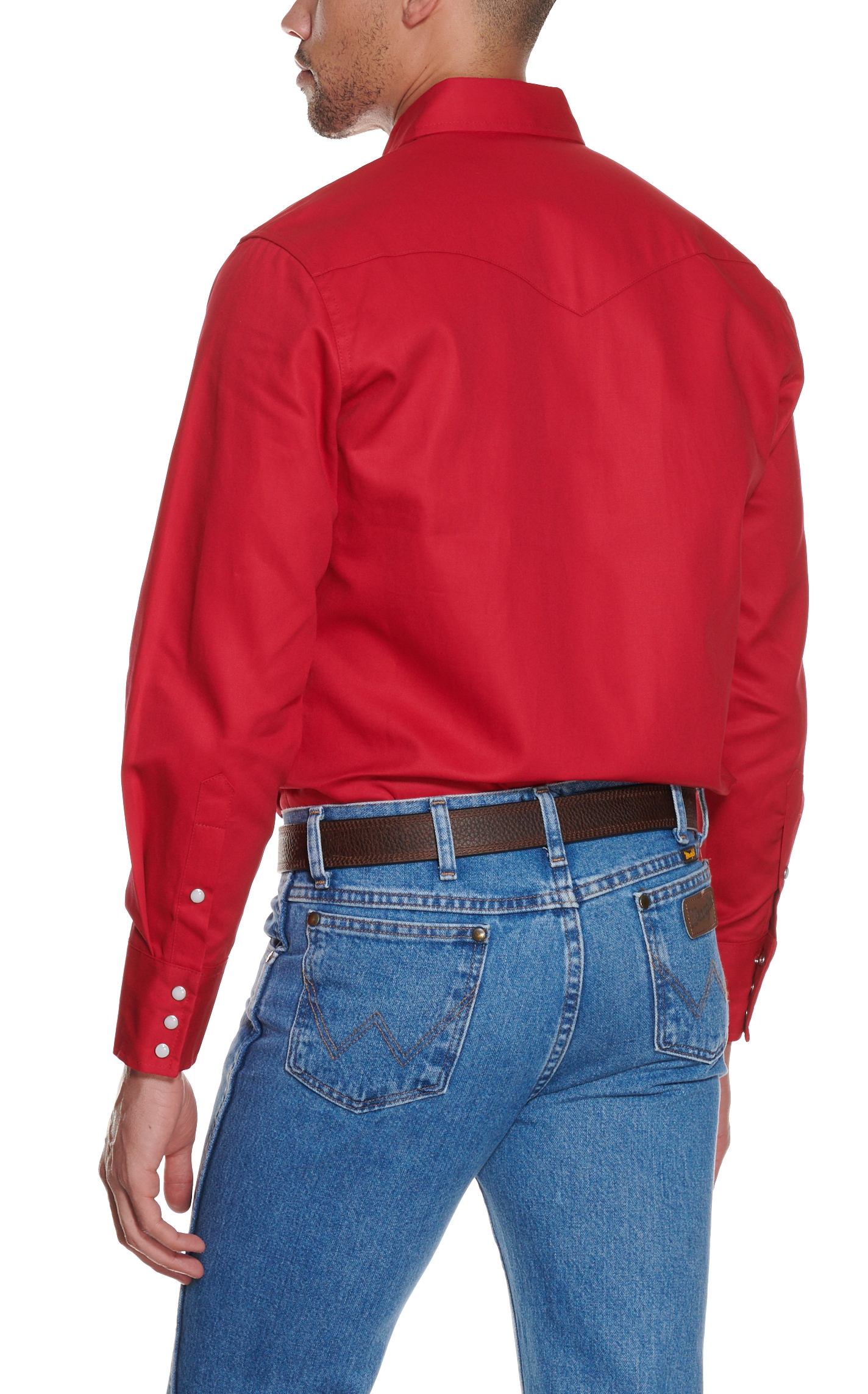 Wrangler Men's Red Twill Long Sleeve Snap Work Shirt - Big & Tall - Image 1