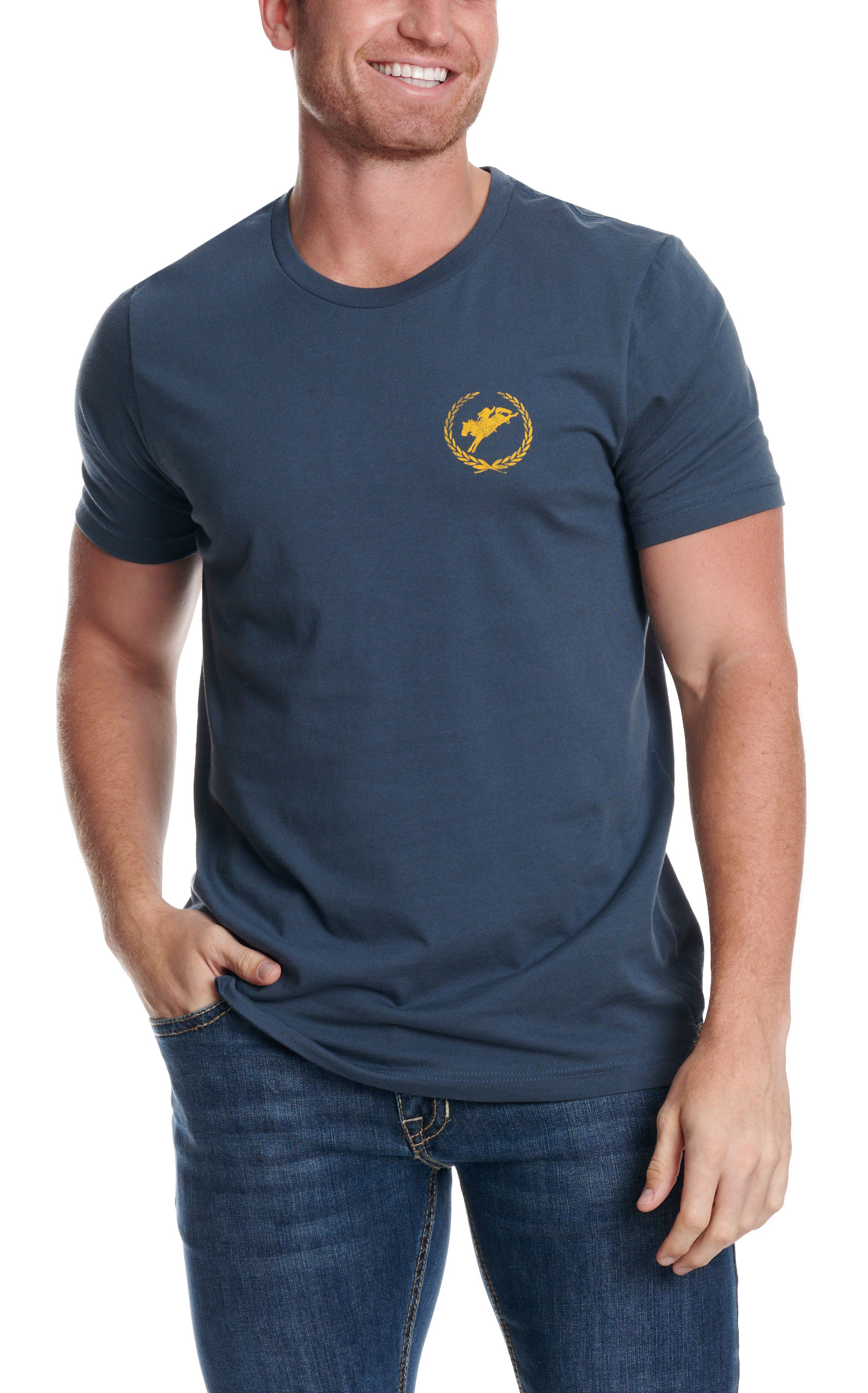 Rodeo Time Dale Brisby Men's Deville Slate Blue Graphic T-Shirt - Image 1