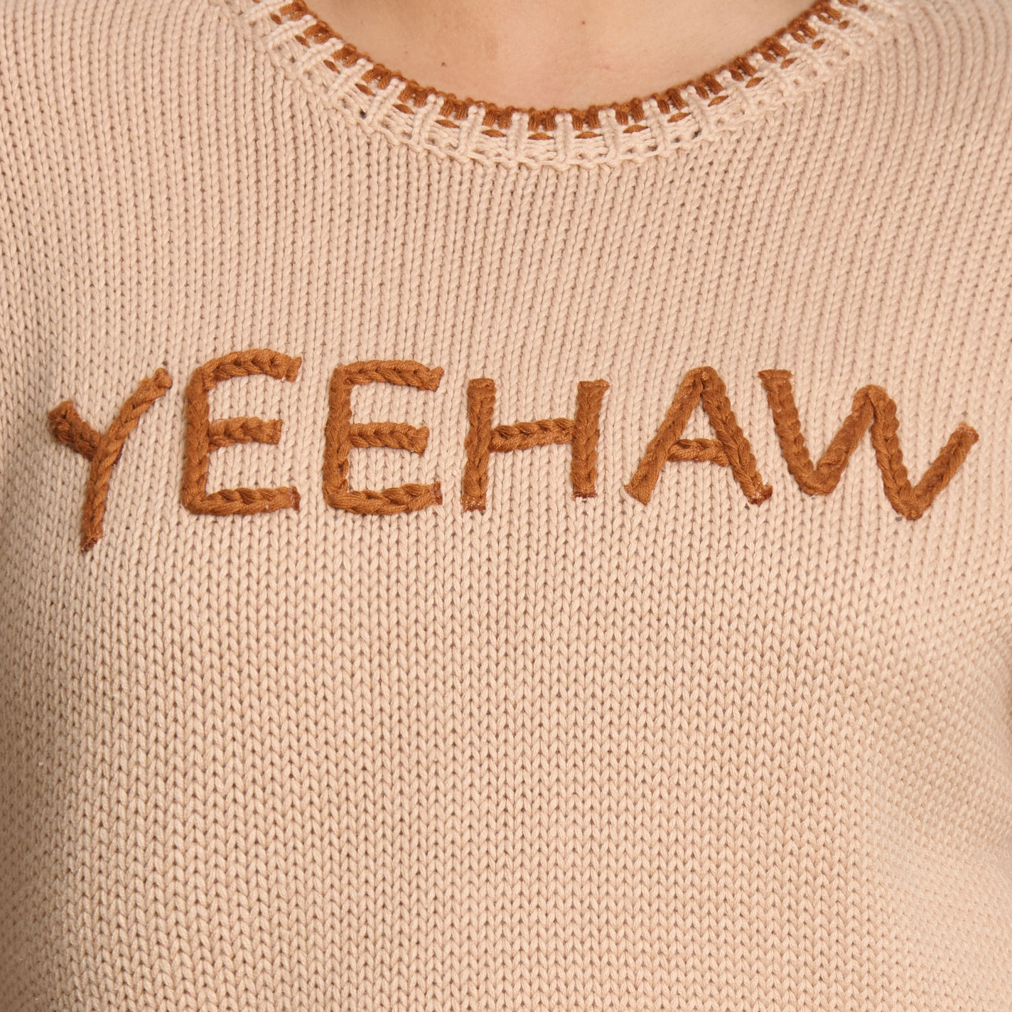 Rockin C Women's Toasted Sand YEEHAW Sweater - Image 1