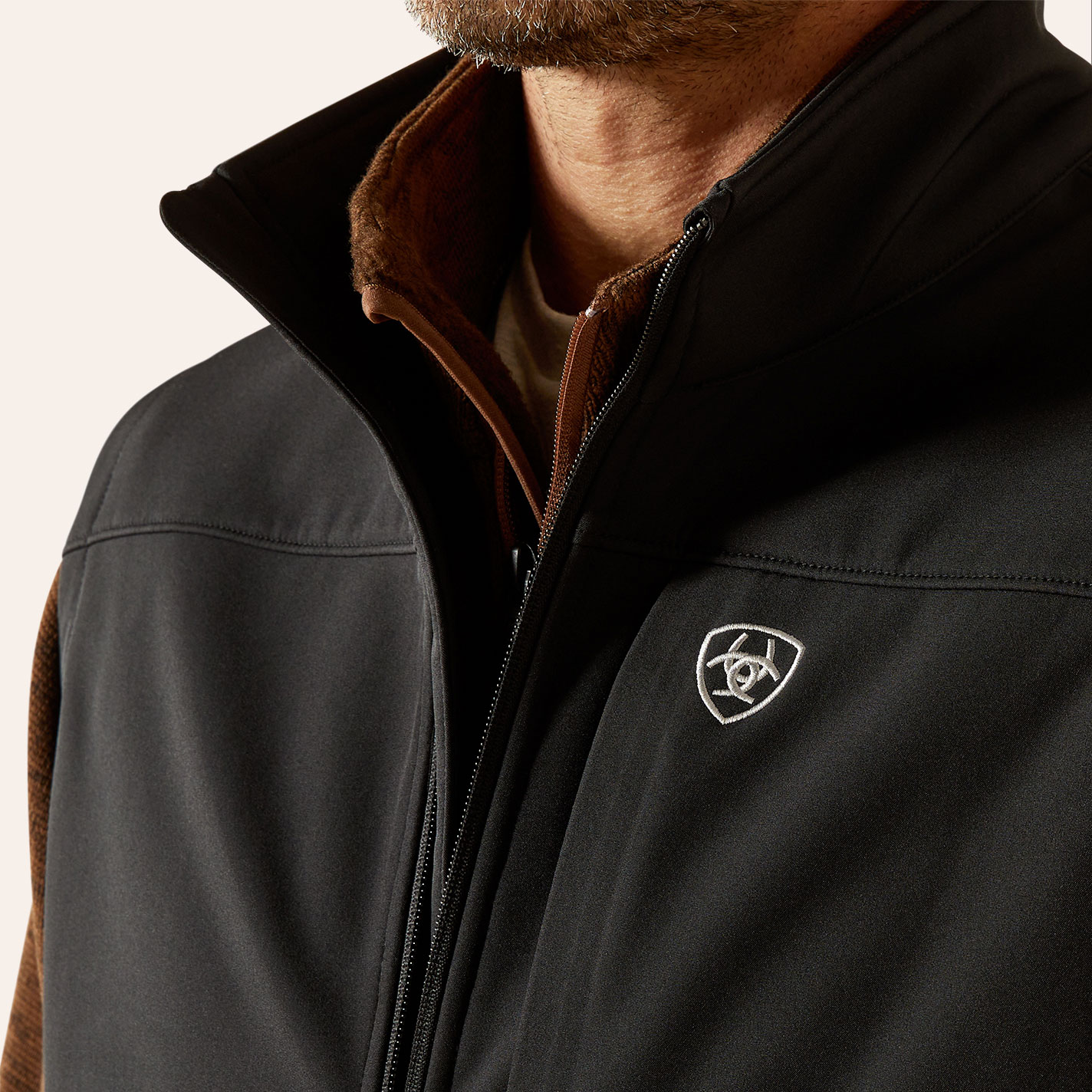 Ariat Men's Vernon Black Softshell Vest - Image 1