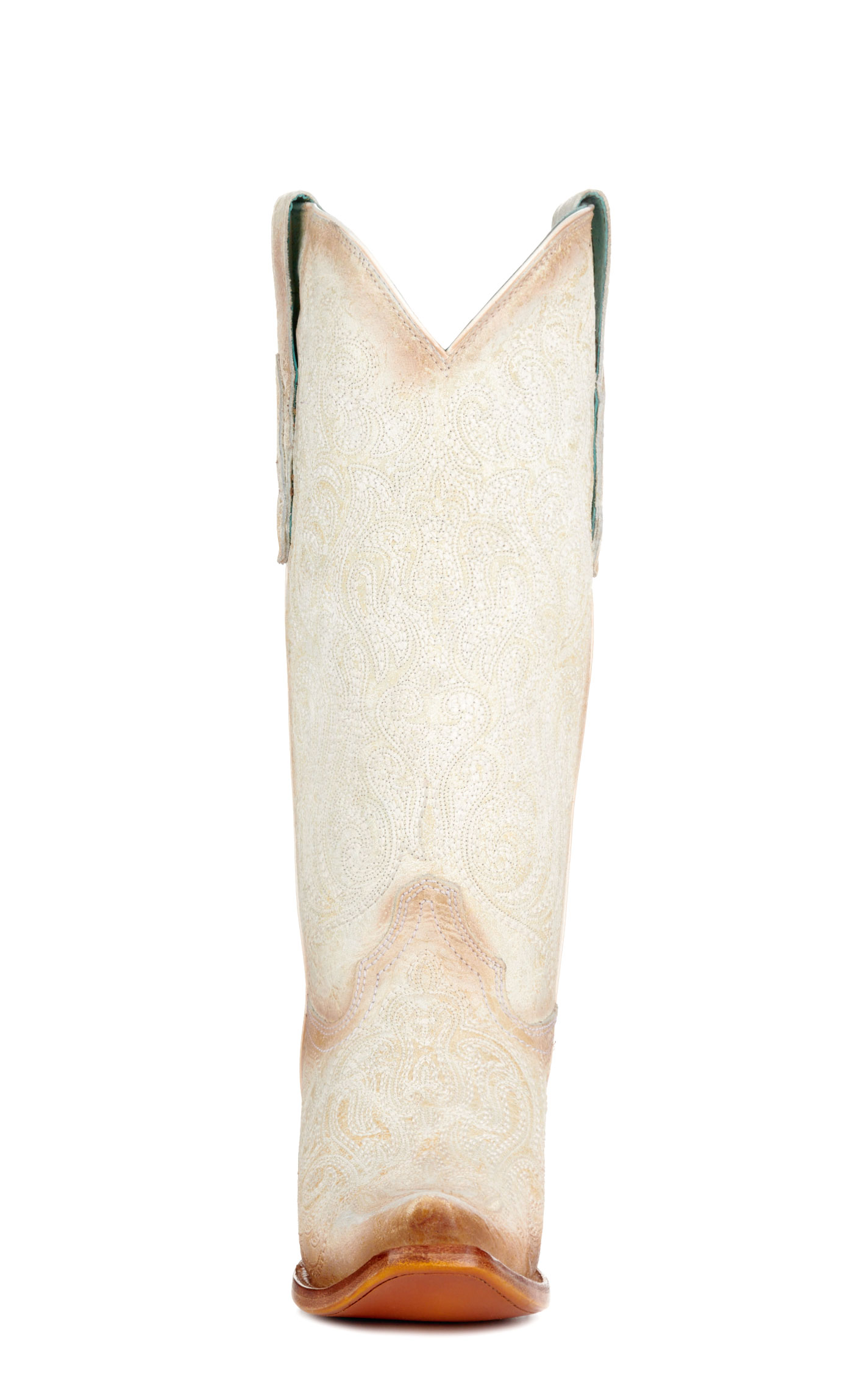 Corral Women's Crackled White with Luminescent Embroidery Snip Toe Cowboy Boots - Image 1