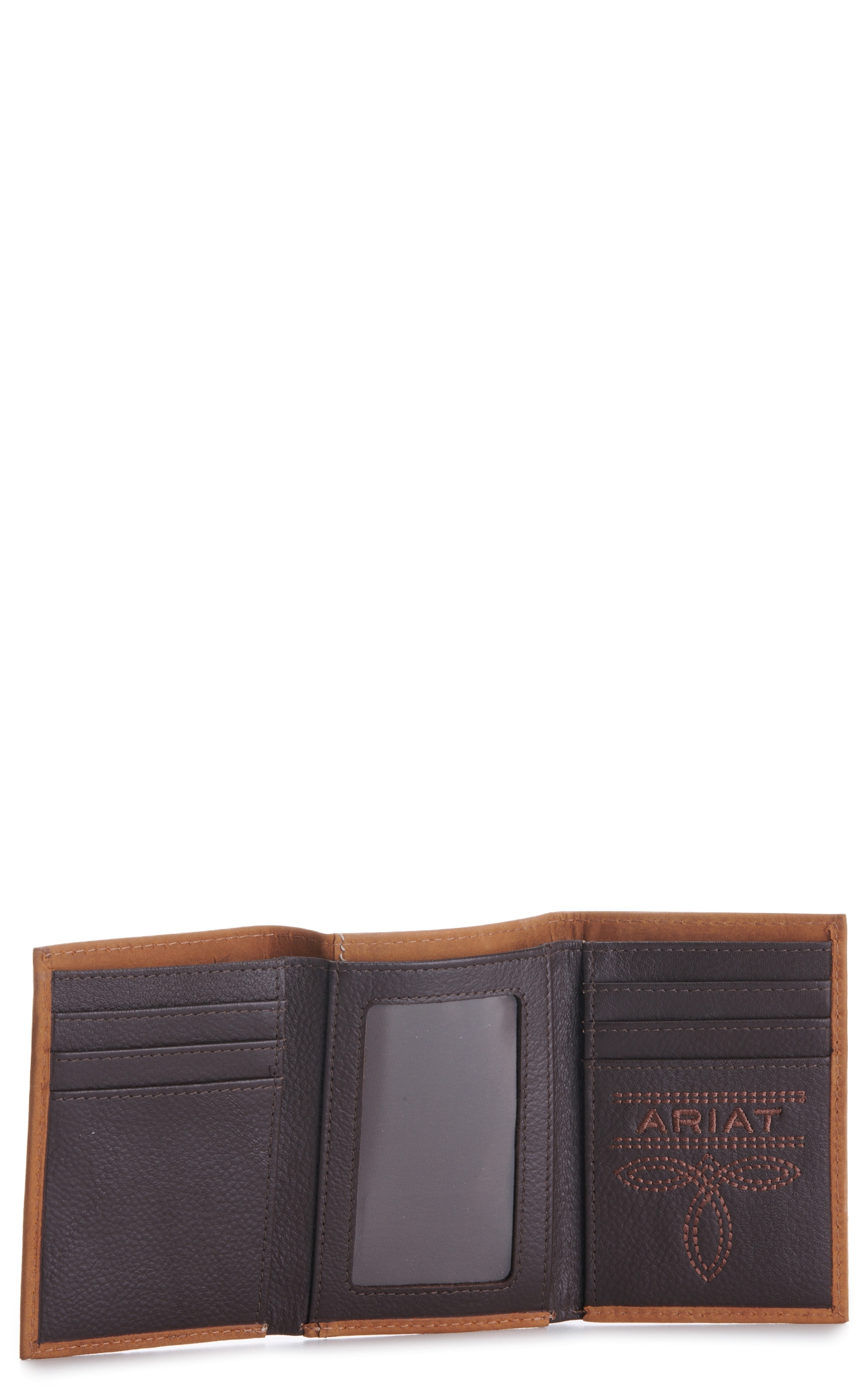 Ariat Men's Tan with Flag Patch Trifold Wallet - Image 1