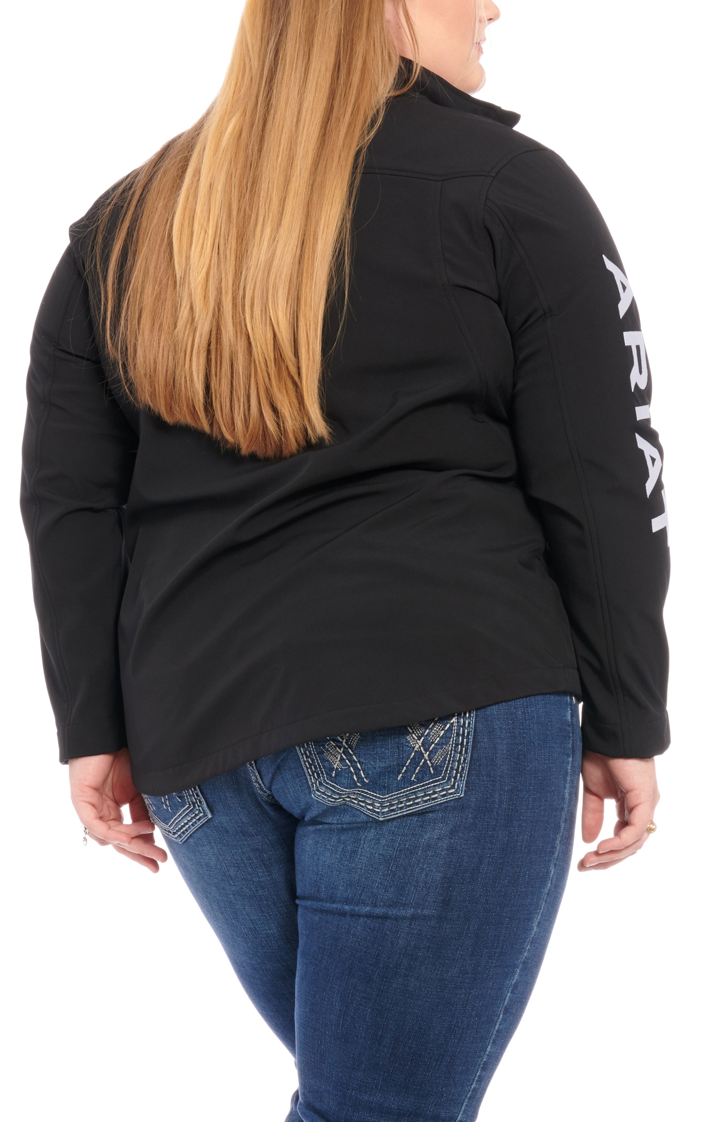 Ariat Women's Black with White Logo Team Softshell Jacket - Plus Sizes - Image 1
