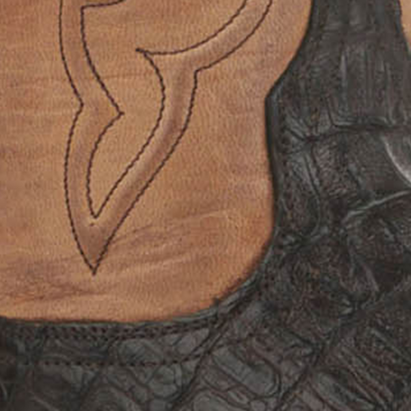 Black Jack Men's Tan Maddog and Chocolate Caiman Tail Square Toe Exotic Cowboy Boots - Image 1