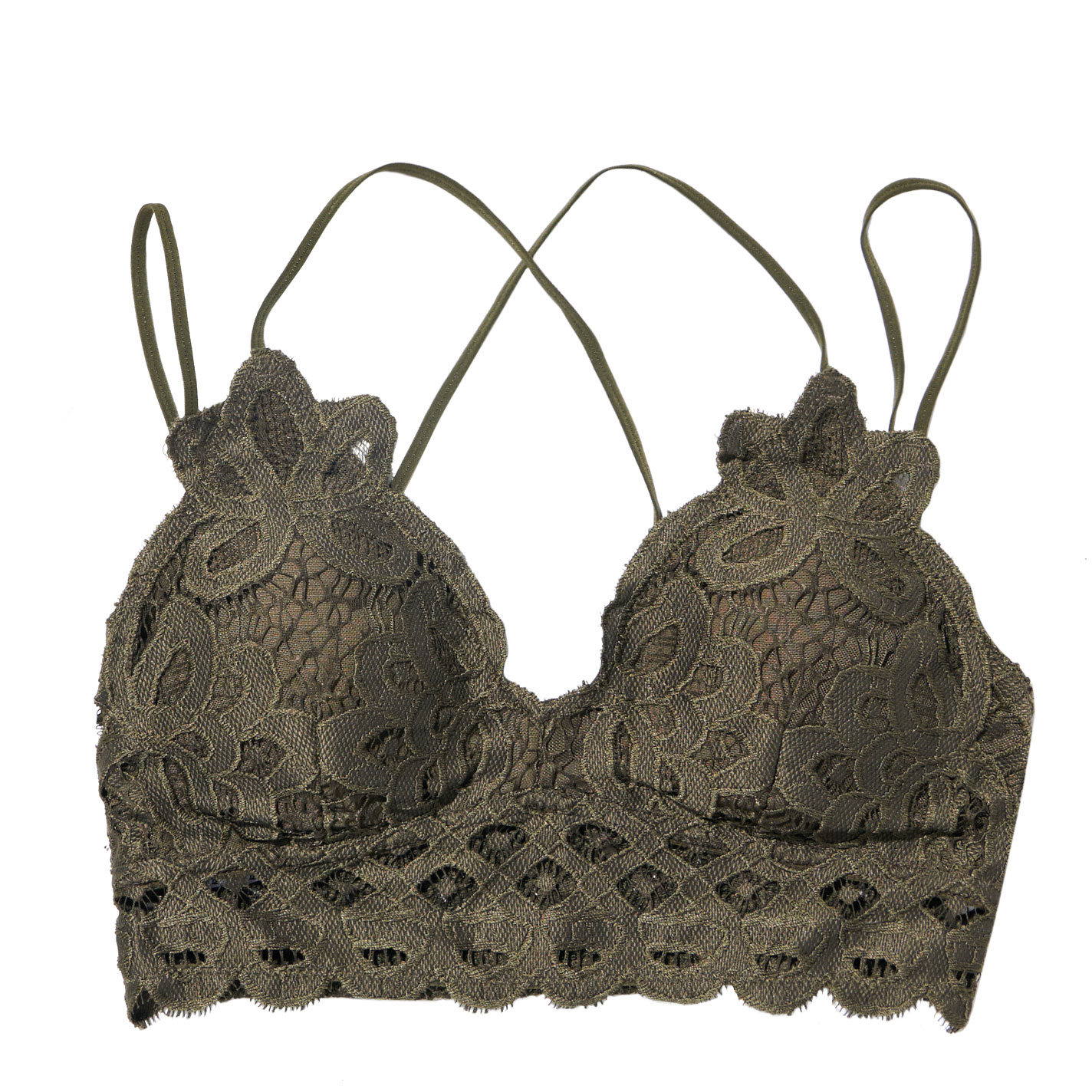 Wishlist Women's Olive Battenberg Lace Double Strap Bralette - Image 1
