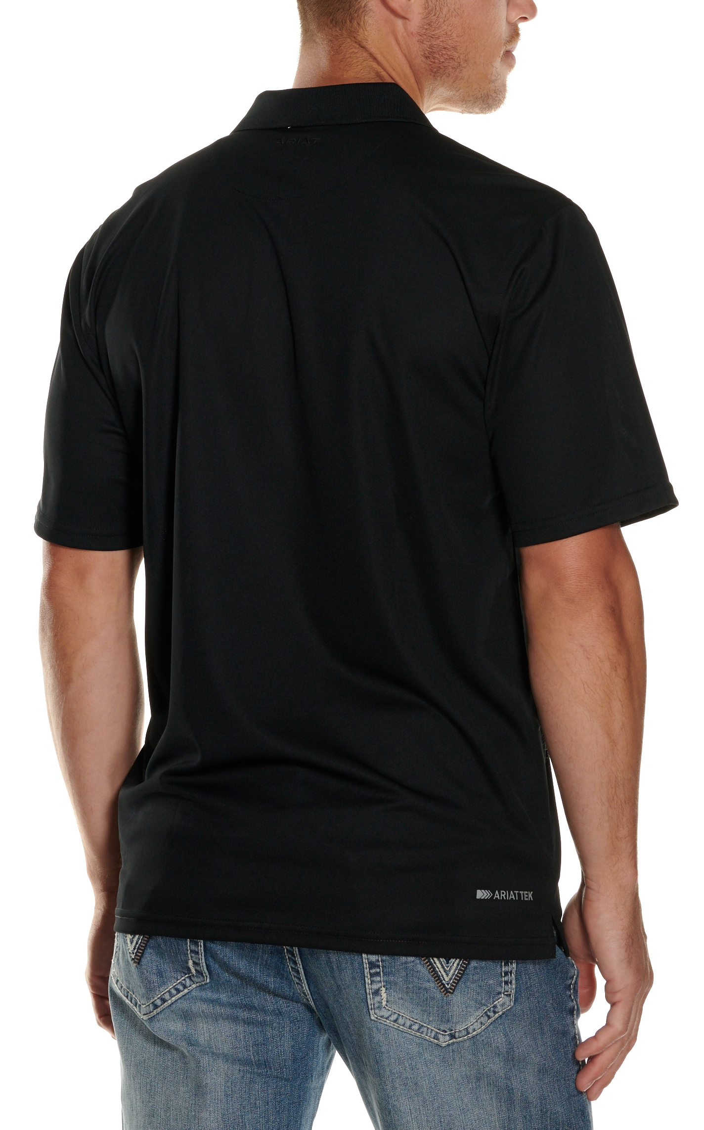 Ariat TEK Men's Solid Black Short Sleeve Polo Shirt - Image 1