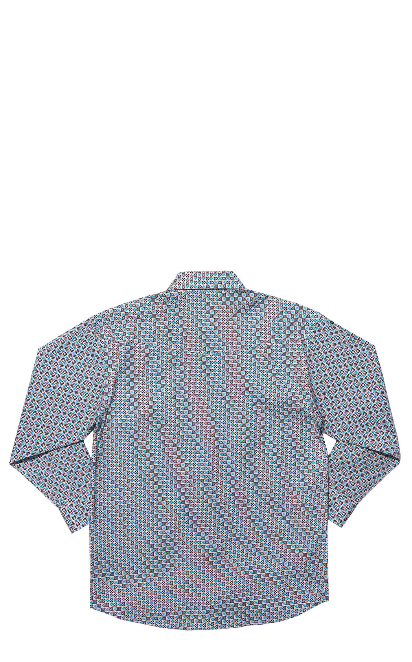Panhandle Boy's Rough Stock Blue Geo Print Western Shirt - Image 1