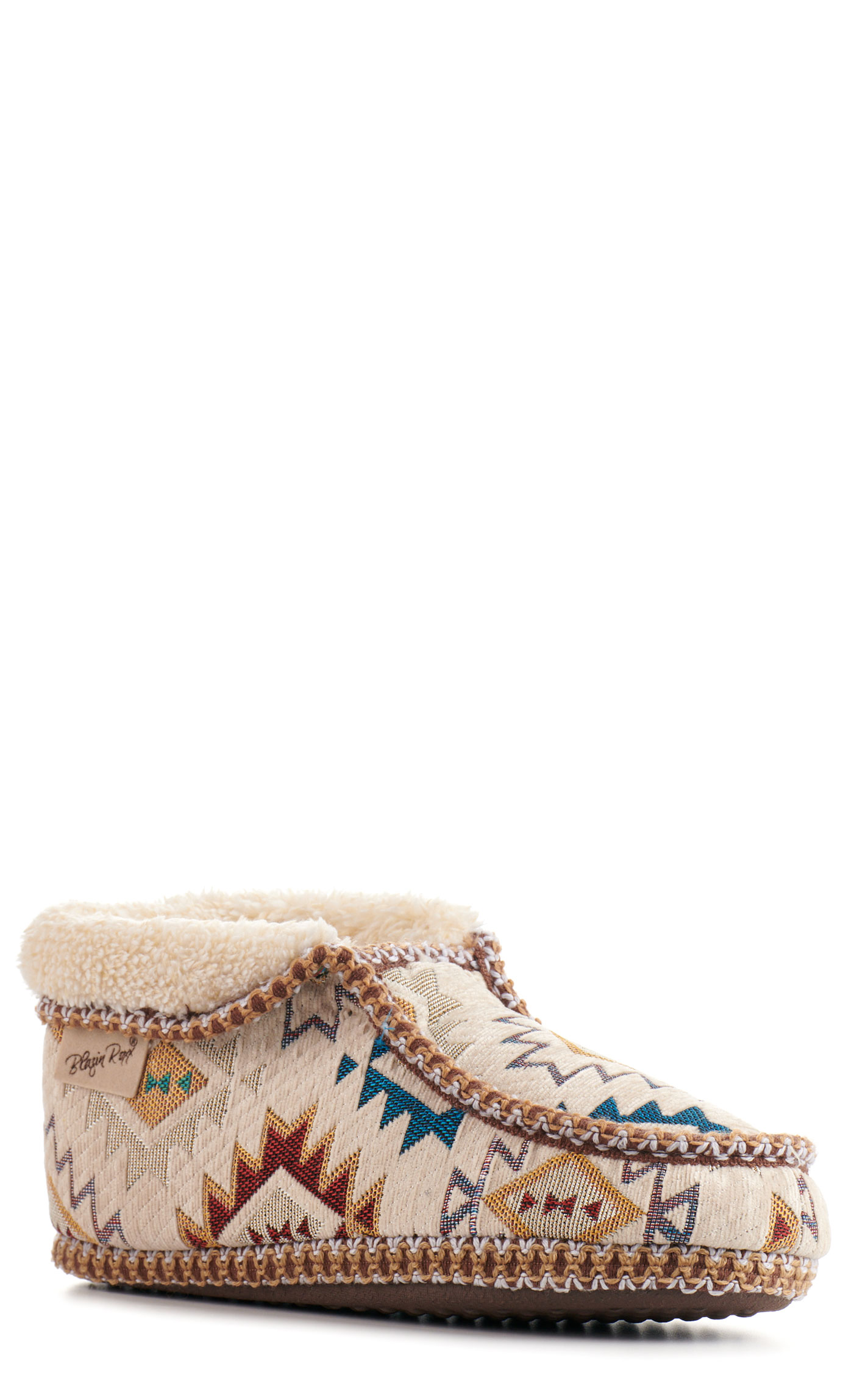 Blazin Roxx Women's Nora Cream Blanket Print Fold-Over Ankle Boot Slippers - Image 5