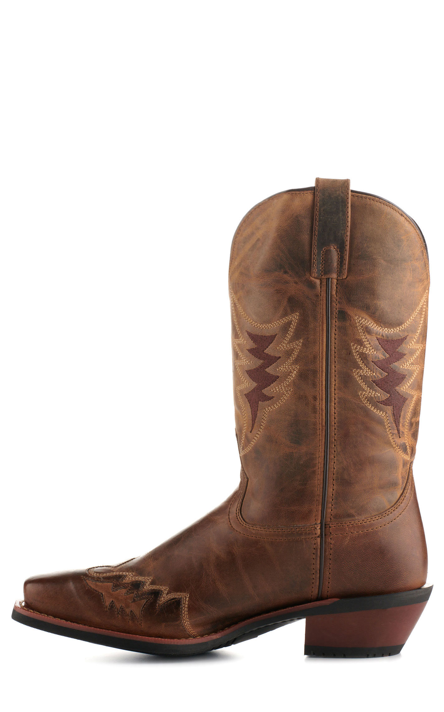 Laredo Men's Williams Tan with Overlay Punchy Square Toe Cowboy Boots - Image 1