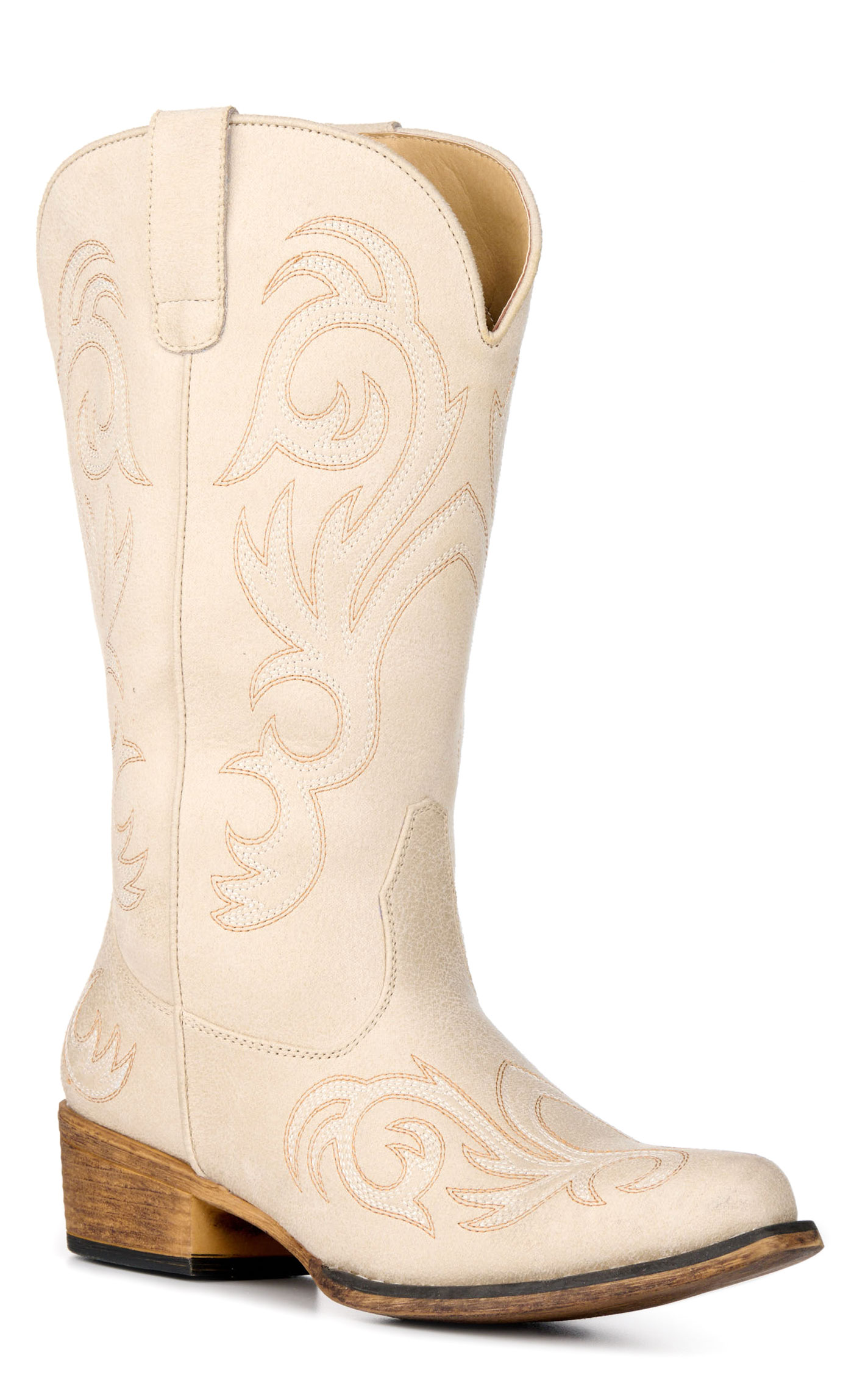 Roper Women's Riley Vintage Ivory Faux Leather Snip Toe Cowboy Boots - Image 1