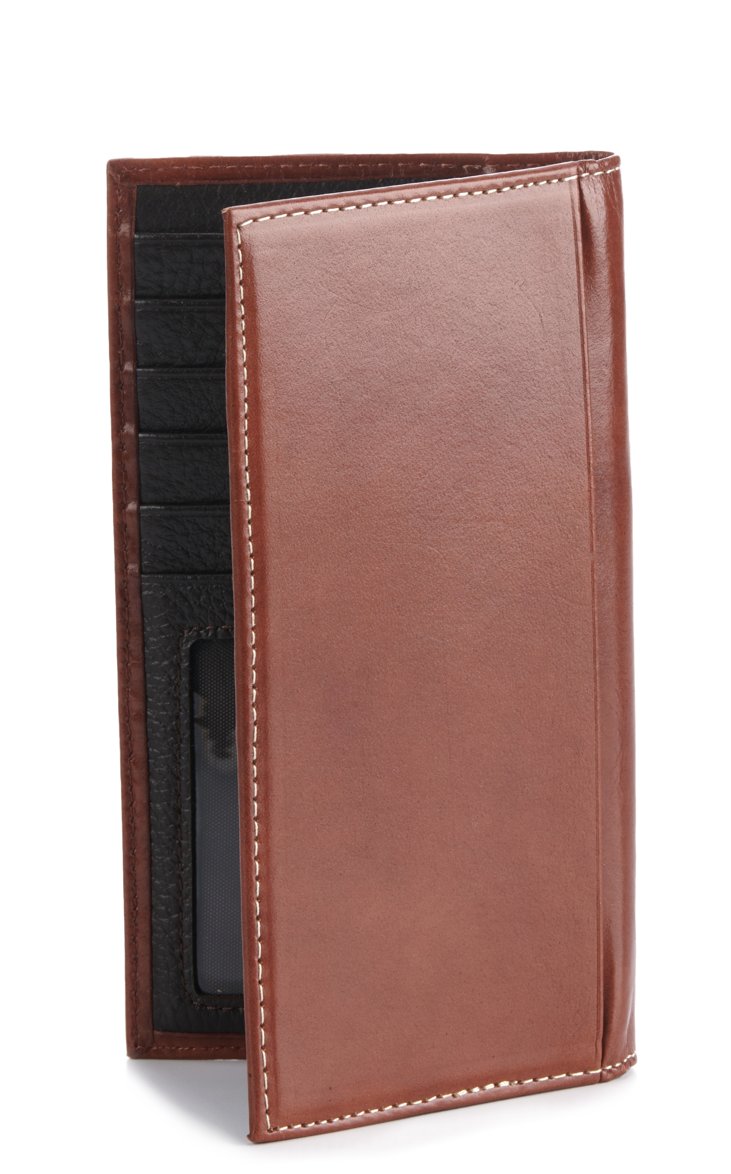 Nocona Brown Basketweave and Floral Tooled with Ivory Inlay Rodeo Wallet / Checkbook Cover - Image 1