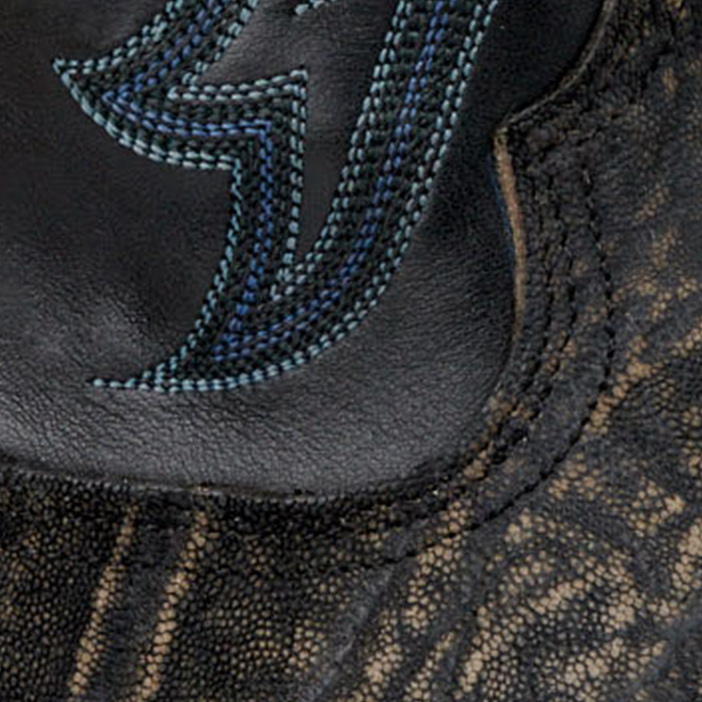 Tony Lama Men's Black and Safari Gray Elephant Wide Square Toe Exotic Cowboy Boots - Cavender's Exclusive - Image 1