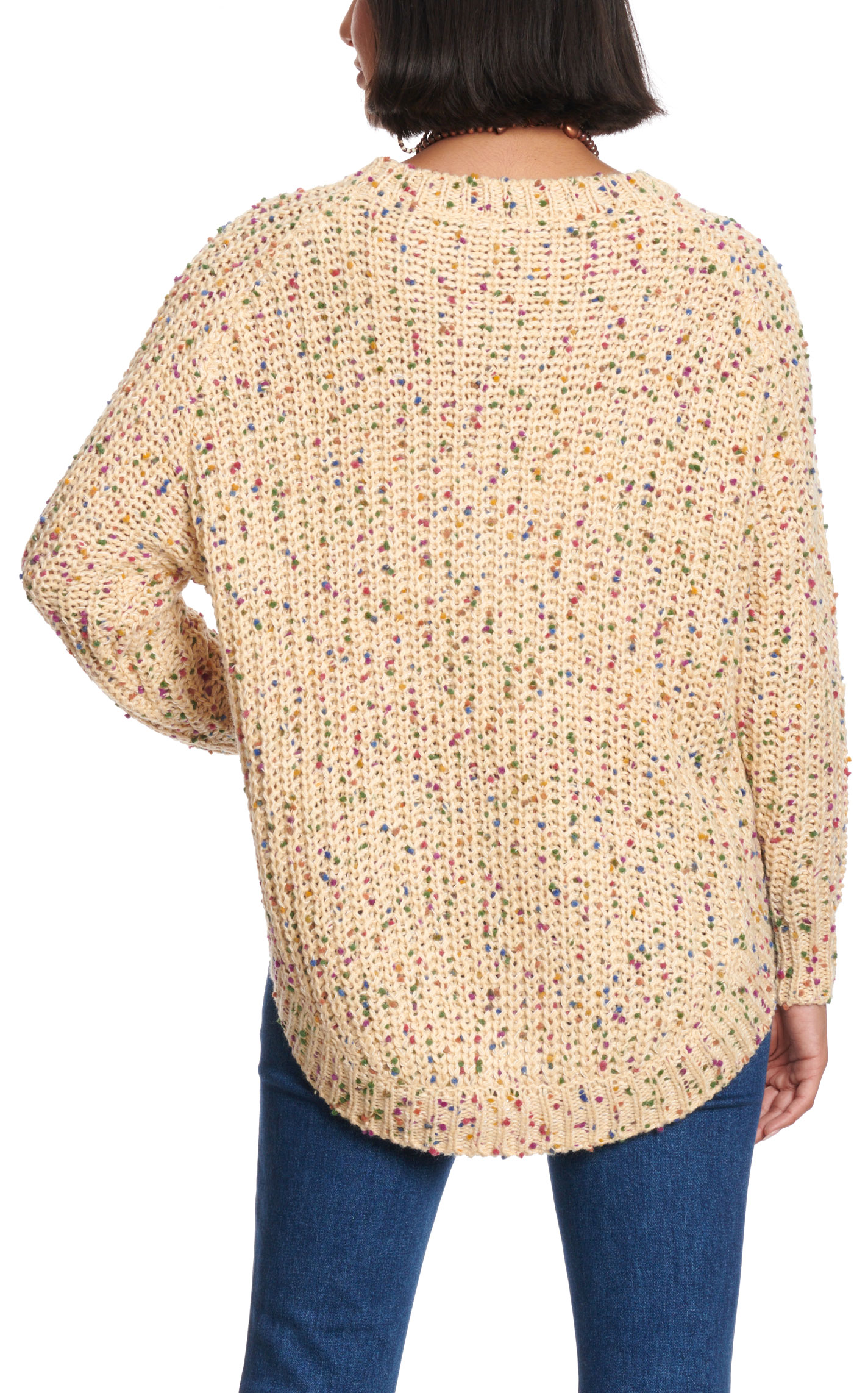 Rockin C Women's Sand & Colorful Dot Round Hem Sweater  - Image 1