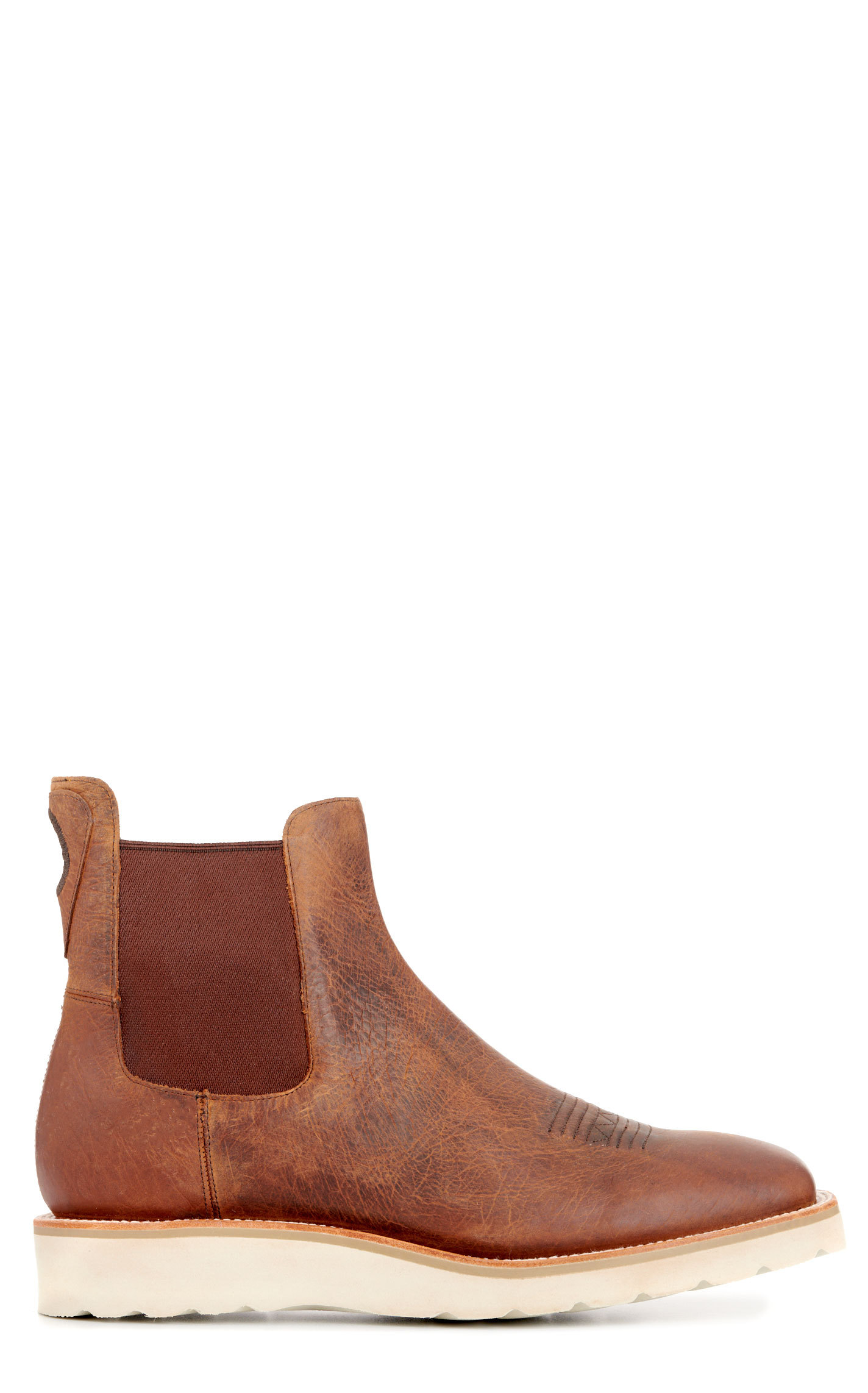 Anderson Bean Men's Horse Power Distressed Brown Wide Square Toe Chelsea Boots - Image 1