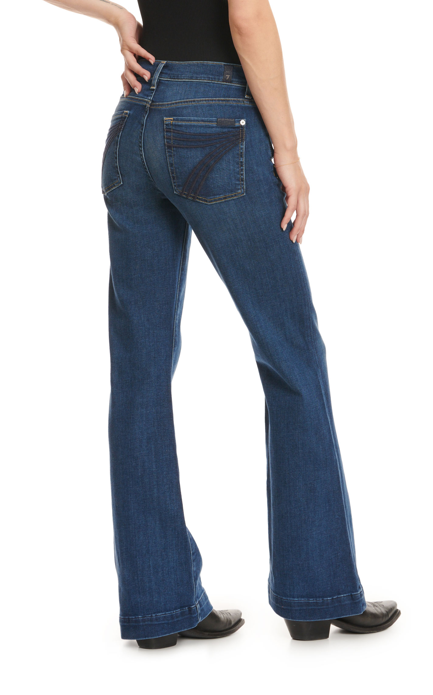 7 for All Mankind Women's Medium Wash Tailorless Dojo Melrose Mid Rise Trouser Jeans - Image 3