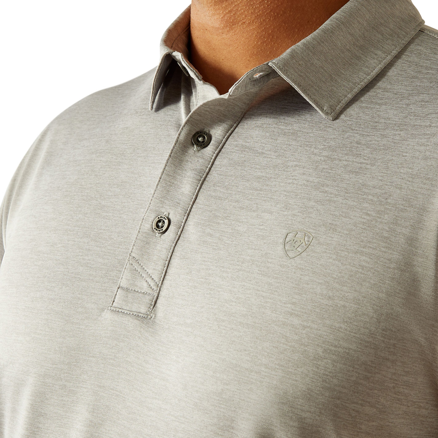 Ariat Men's AriatTEK Pale Gray Polo Shirt - Image 1