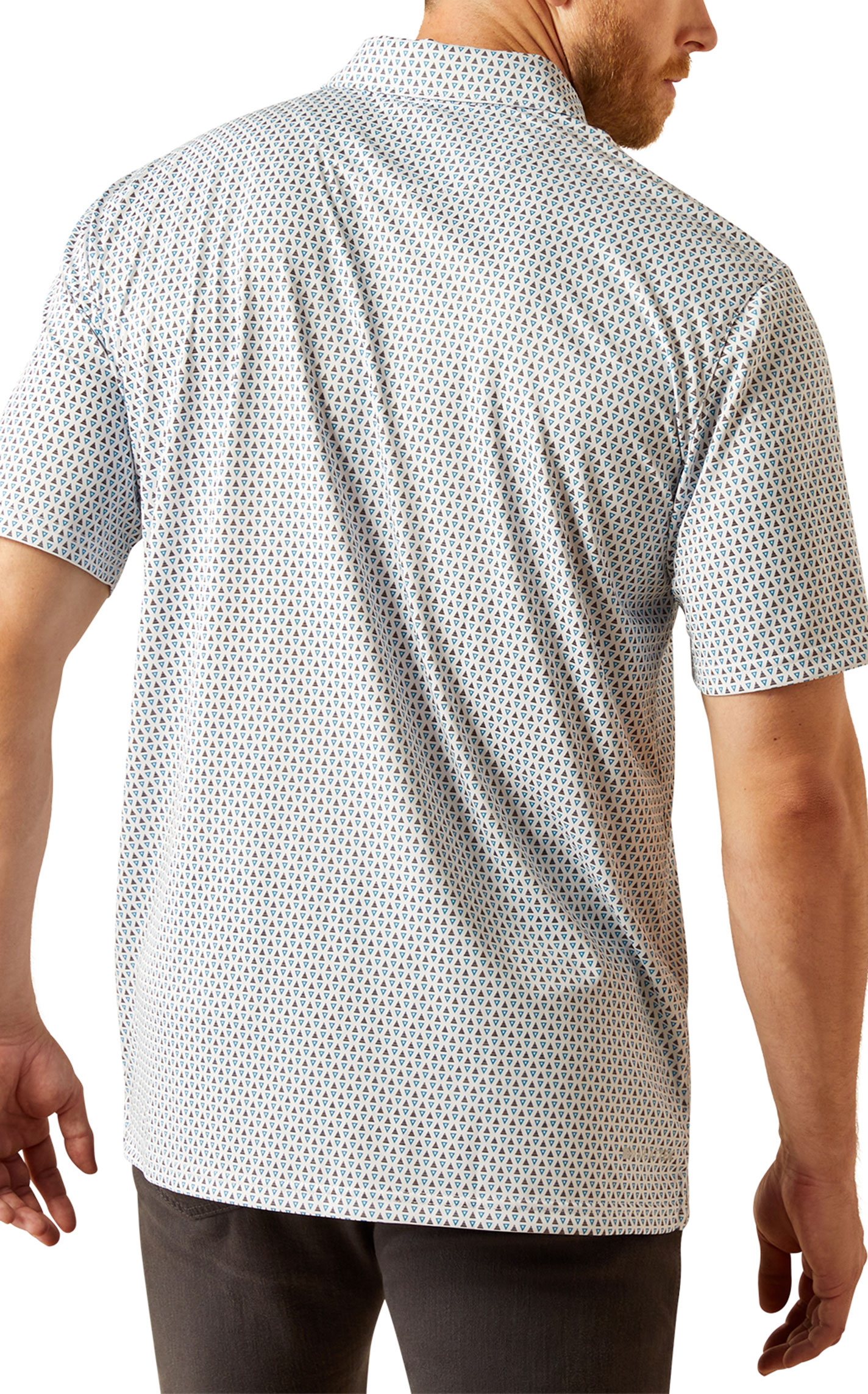 Ariat Men's AriatTEK White & Turquoise Geo Polo Shirt - Image 1