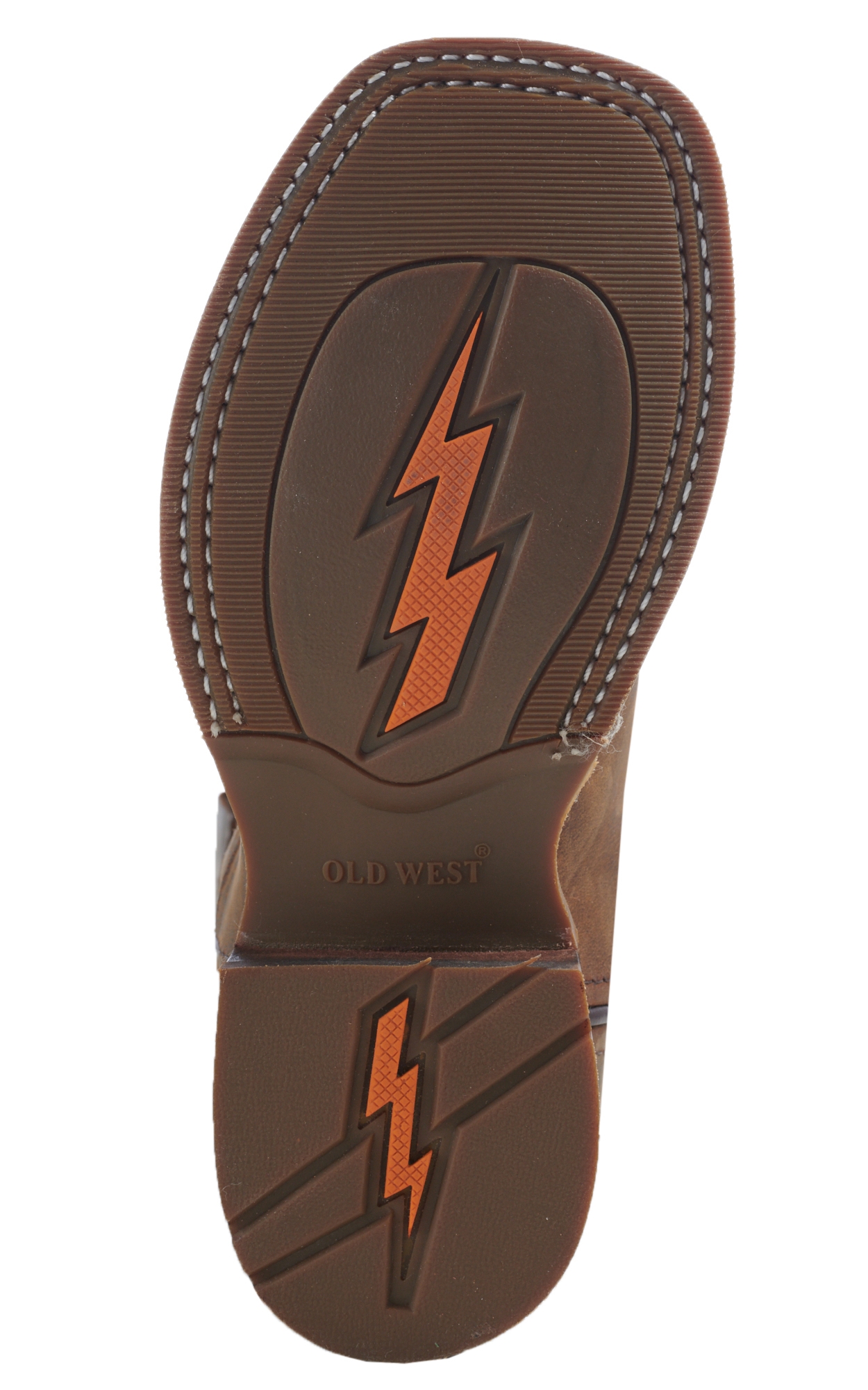 Old West Kids Distressed Brown Square Toe Boots - Image 1