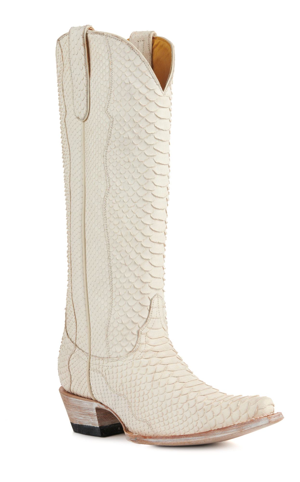Cavender’s Women’s Python White Exotic Snip Toe Western Boots  - Image 1