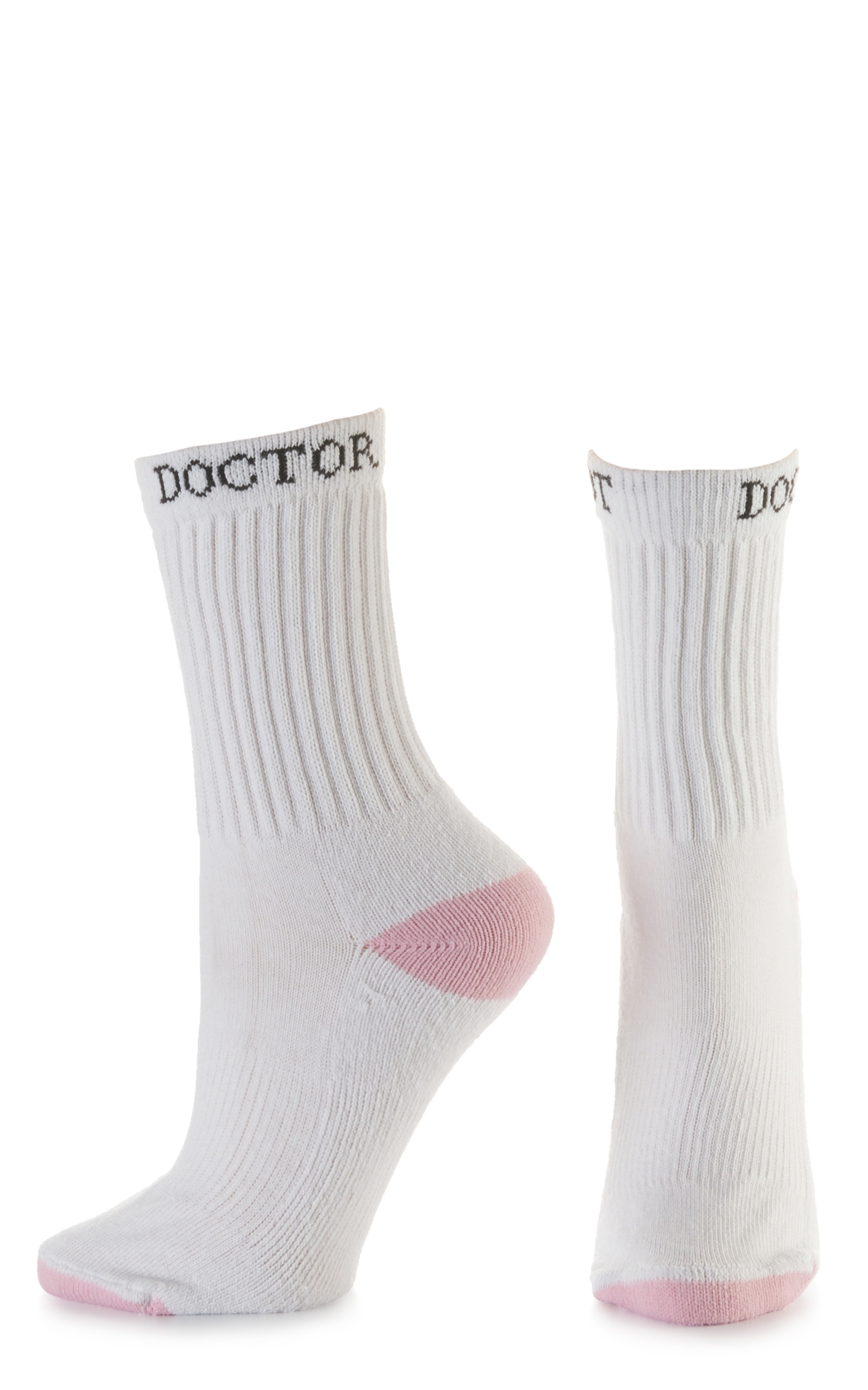 Boot Doctor Women's White and Pink Crew 3Pk Boot Socks (Medium) - Image 1