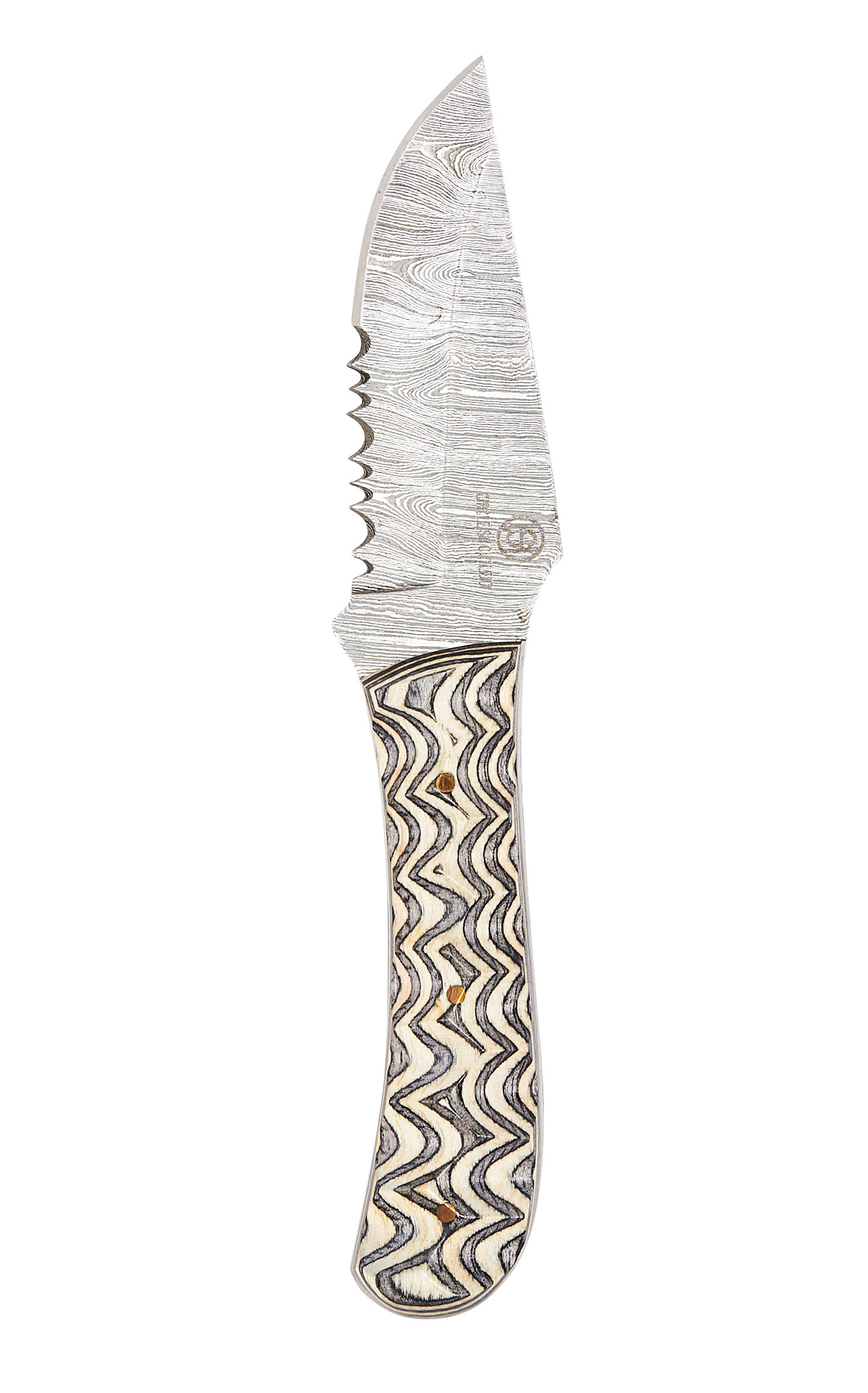 Circle SH Cutlery Damascus Steel & Pakka Wood Handle Fixed Blade Knife & Sheath - Image 1